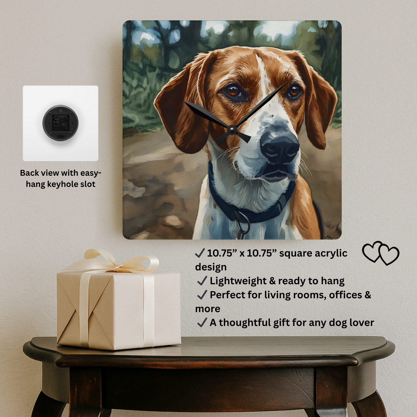 American Foxhound Wall Clock | Elegant Dog Lover Gift | Watercolor Dog Art Home Décor