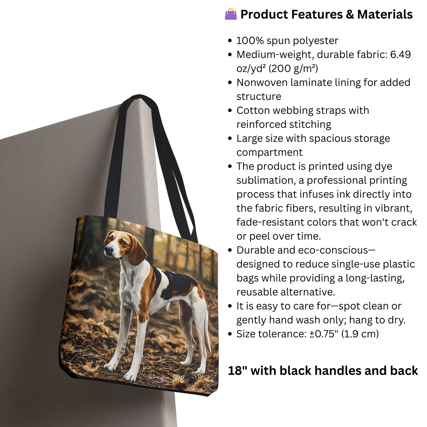 American Foxhound Tote Bag – Dog Lover Gift with Foxhound Watercolor Art