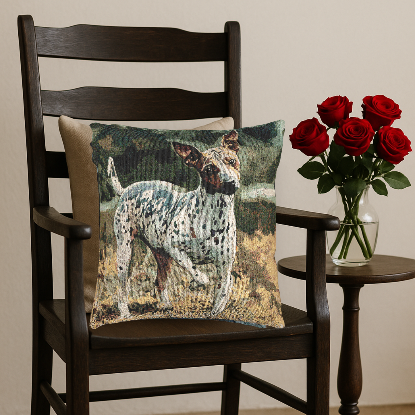 American Hairless Terrier Woven Pillow | Dog Lover Home Décor | Decorative Throw Pillow with Breed Art