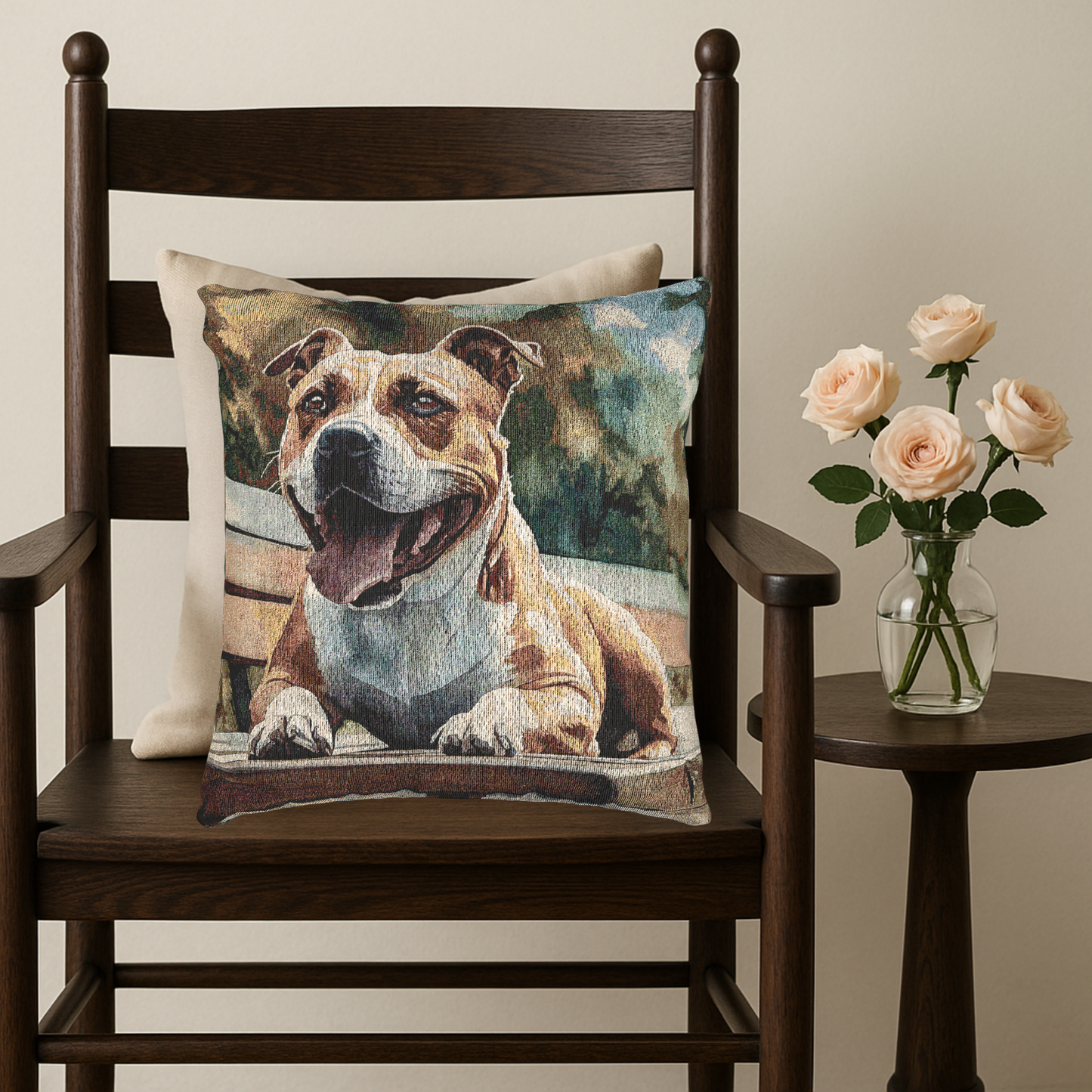 American Staffordshire Terrier Woven Pillow | AmStaff Dog Lover Gift | Decorative Throw Pillow with Breed Art