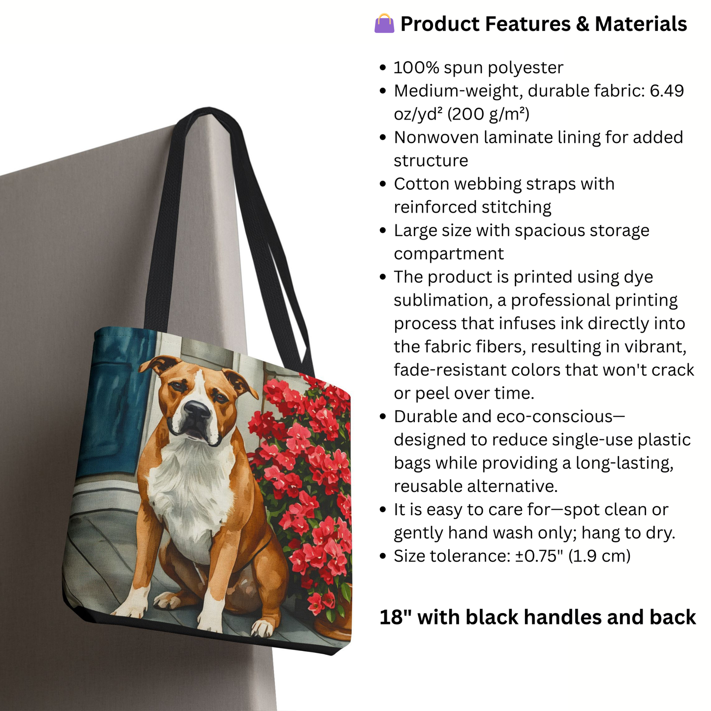 American Staffordshire Terrier Tote Bag | AmStaff Dog Lover Gift | Stylish Reusable Canvas Bag with Breed Art