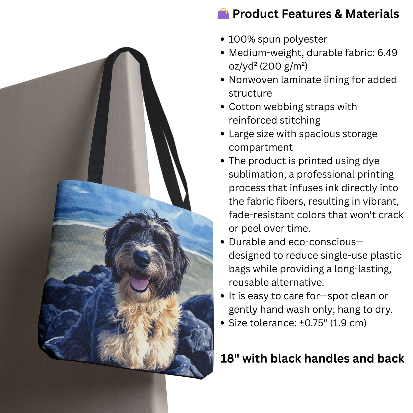 Aussiedoodle Tote Bag | Stylish Reusable Bag with Australian Shepherd & Poodle Watercolor Art