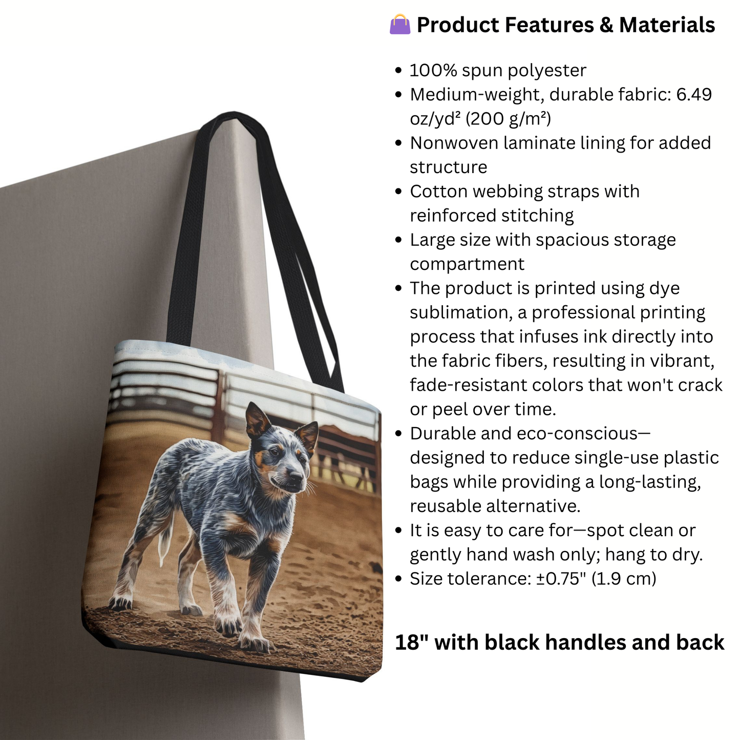 Australian Cattle Dog Tote Bag | Blue Heeler Red Heeler Gift | Durable Reusable Shopping Bag