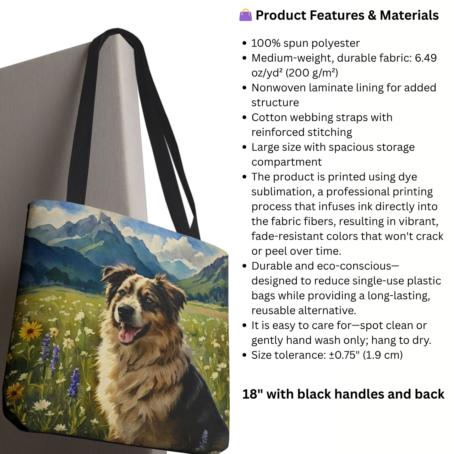 Australian Shepherd Tote Bag | Watercolor Dog Breed Tote | Large Reusable Shoulder Bag for Dog Lovers