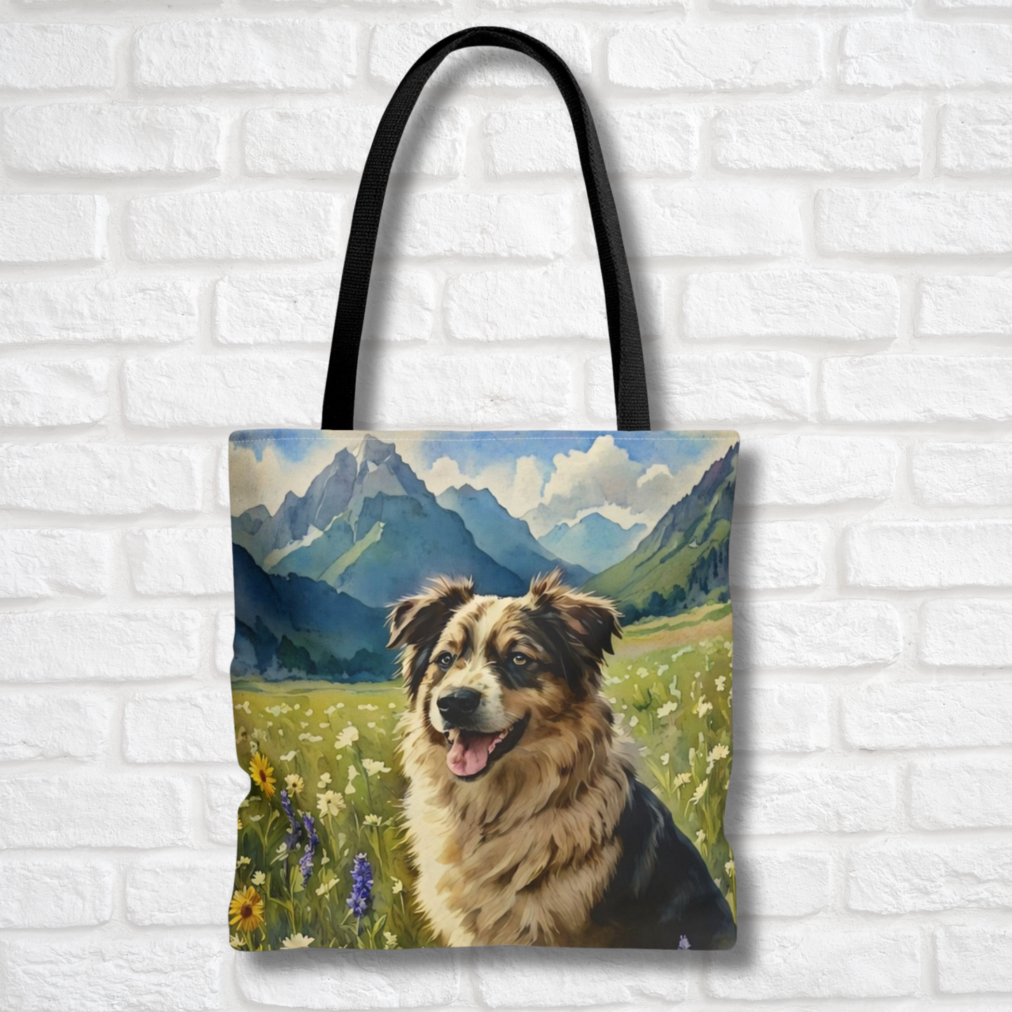 Australian Shepherd Tote Bag | Watercolor Dog Breed Tote | Large Reusable Shoulder Bag for Dog Lovers