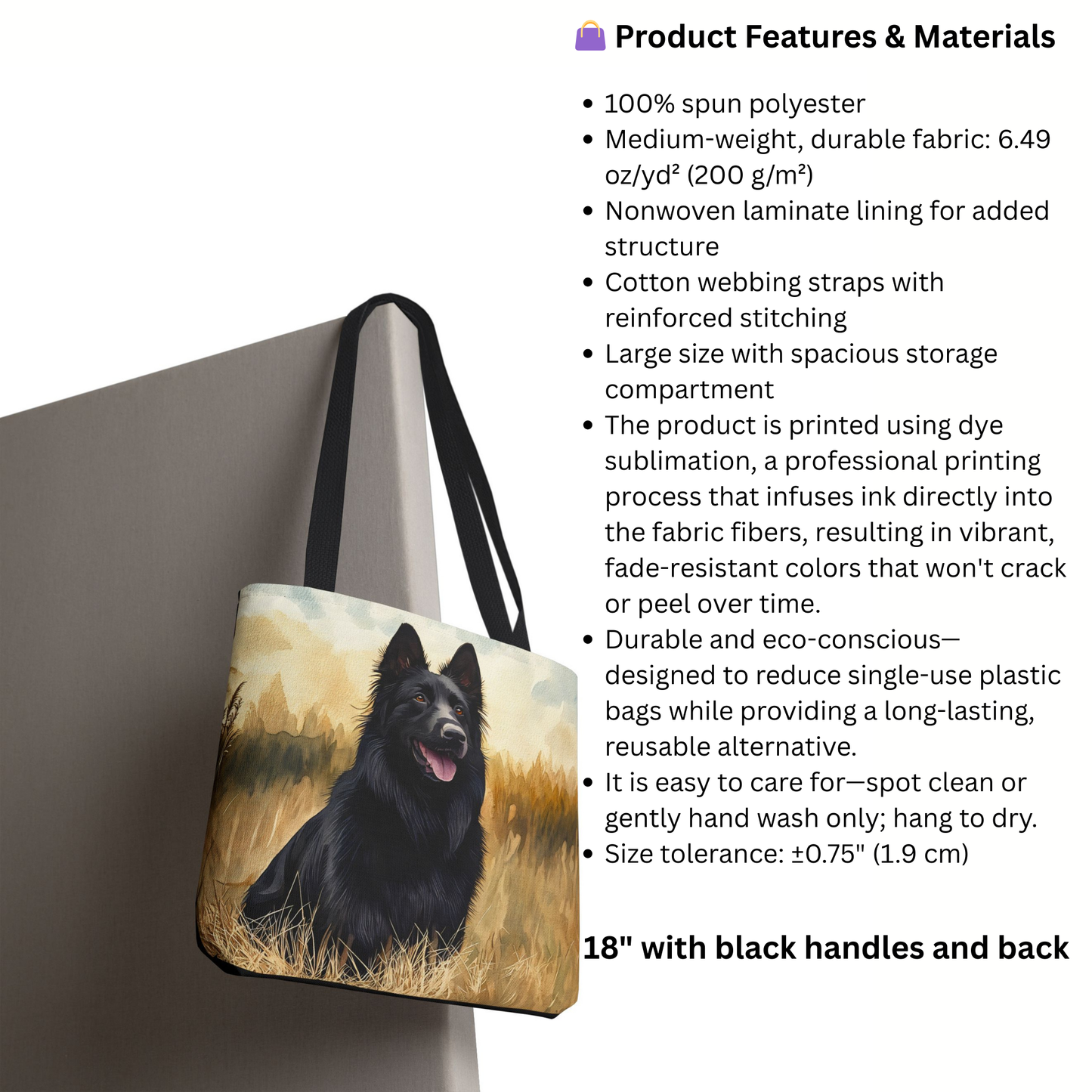 Belgian Sheepdog Tote Bag | Dog Lover Gift | Stylish Reusable Bag with Belgian Sheepdog Art