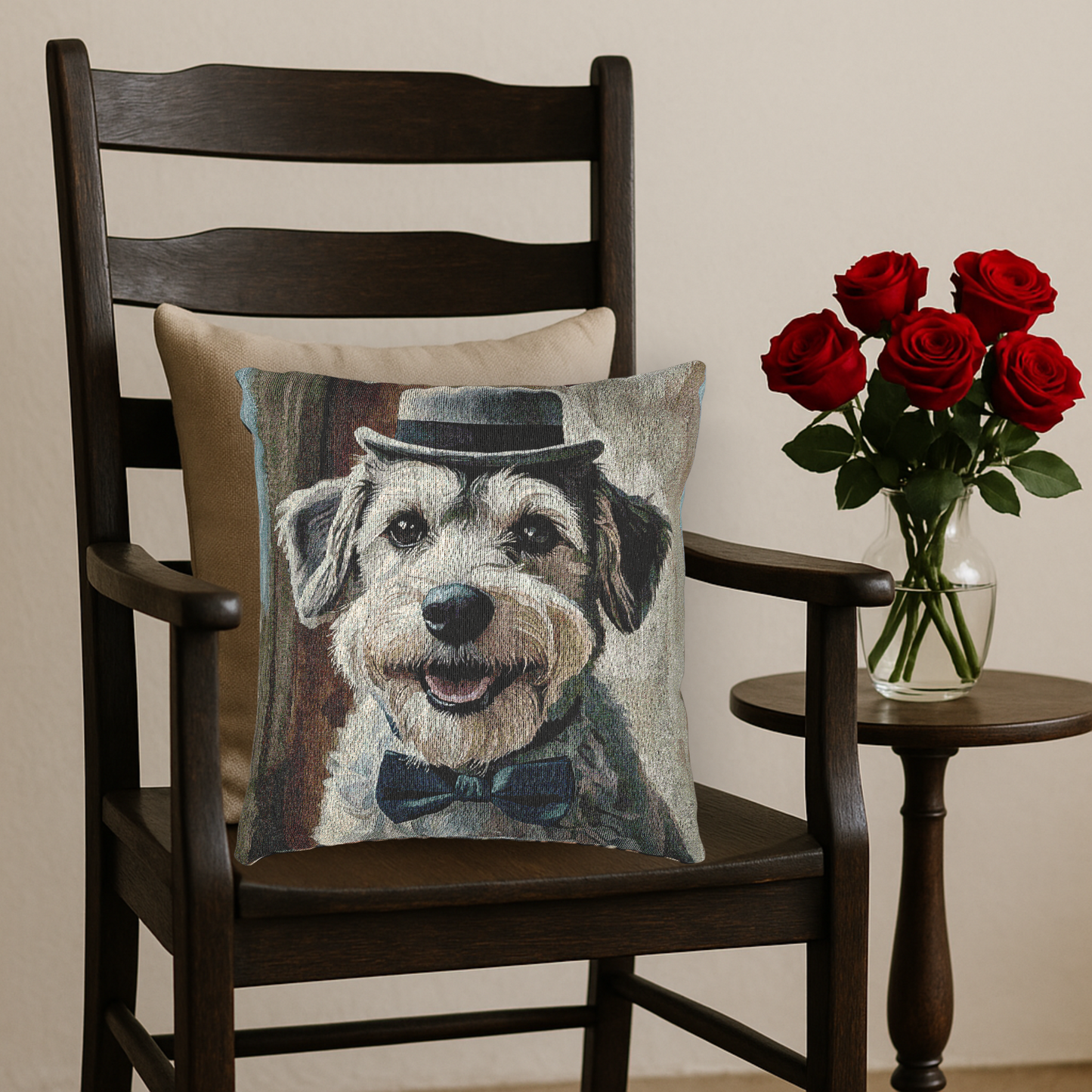 Schnoodle Woven Pillow | Elegant Tapestry Dog Lover Gift