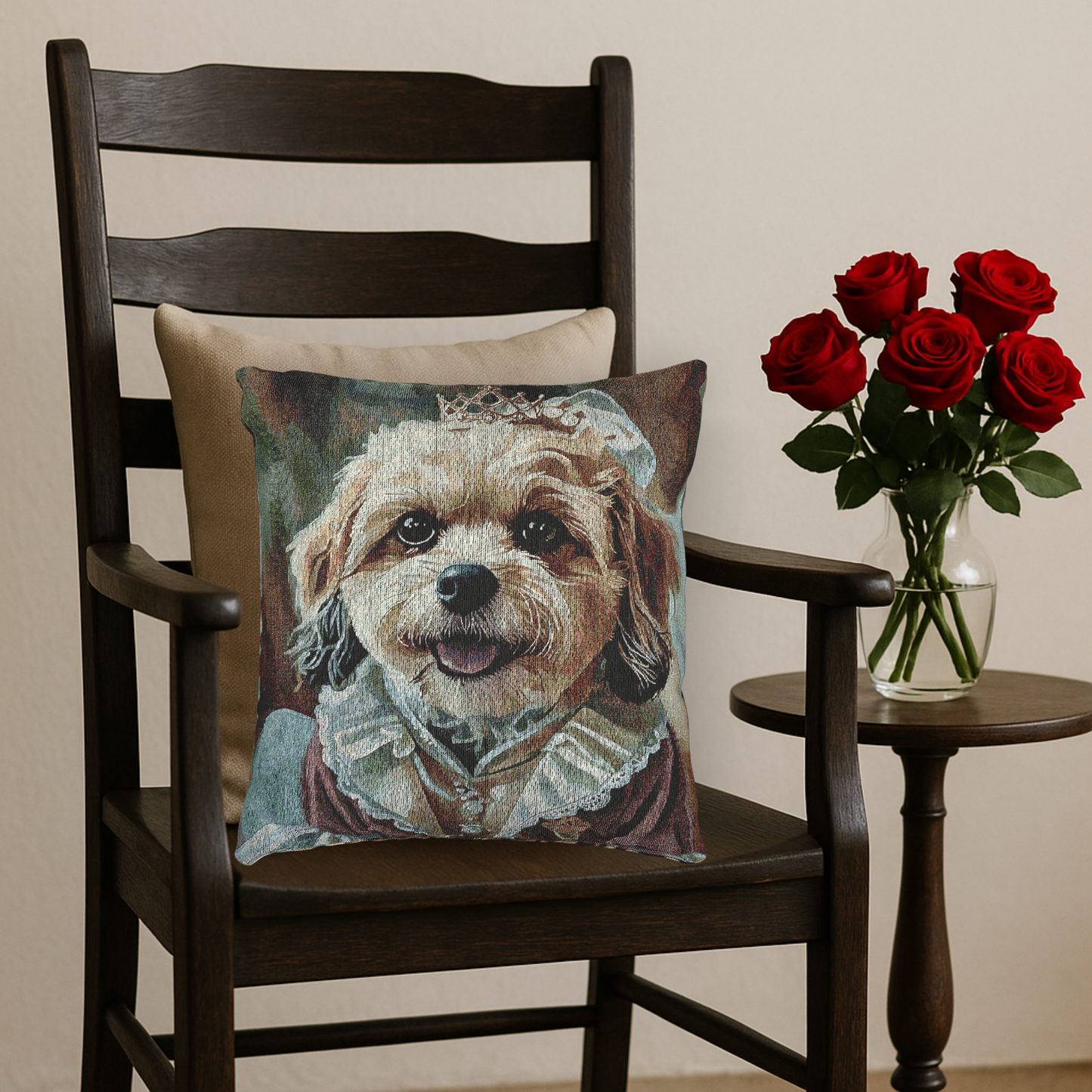 Shih-Poo Woven Pillow | Elegant Tapestry Dog Lover Gift