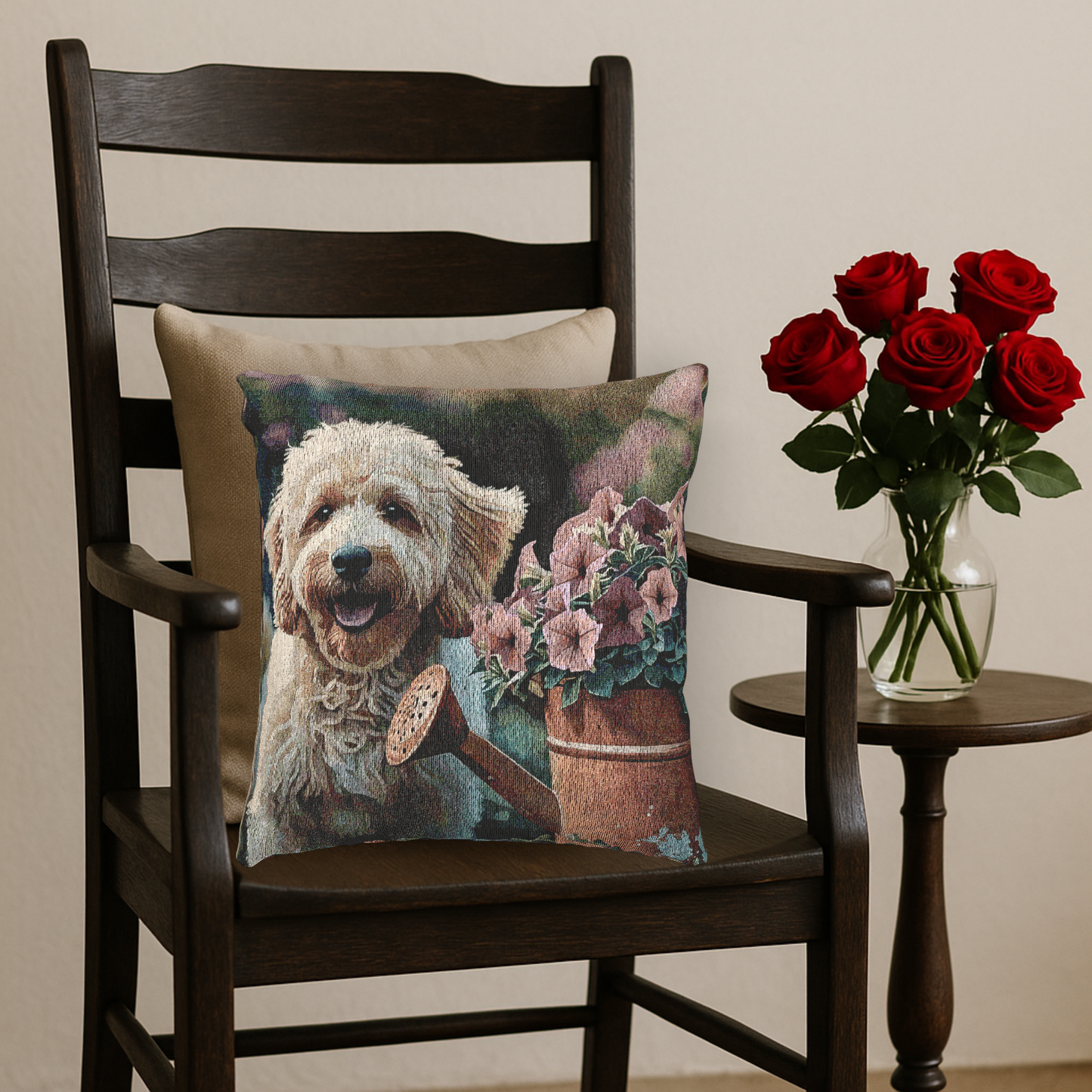 Whoodle Woven Pillow | Elegant Tapestry Dog Lover Gift