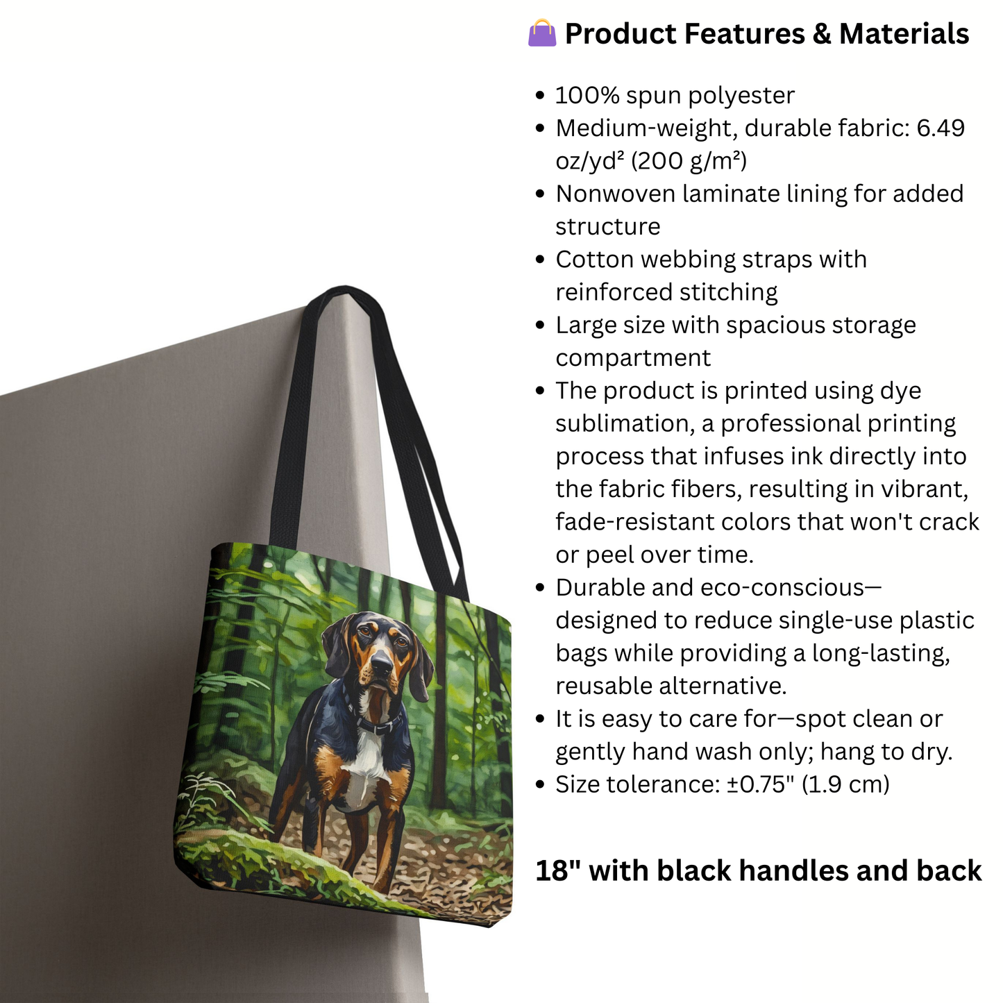 Black and Tan Coonhound Tote Bag | Dog Lover Gift | Durable Reusable Bag with Coonhound Art
