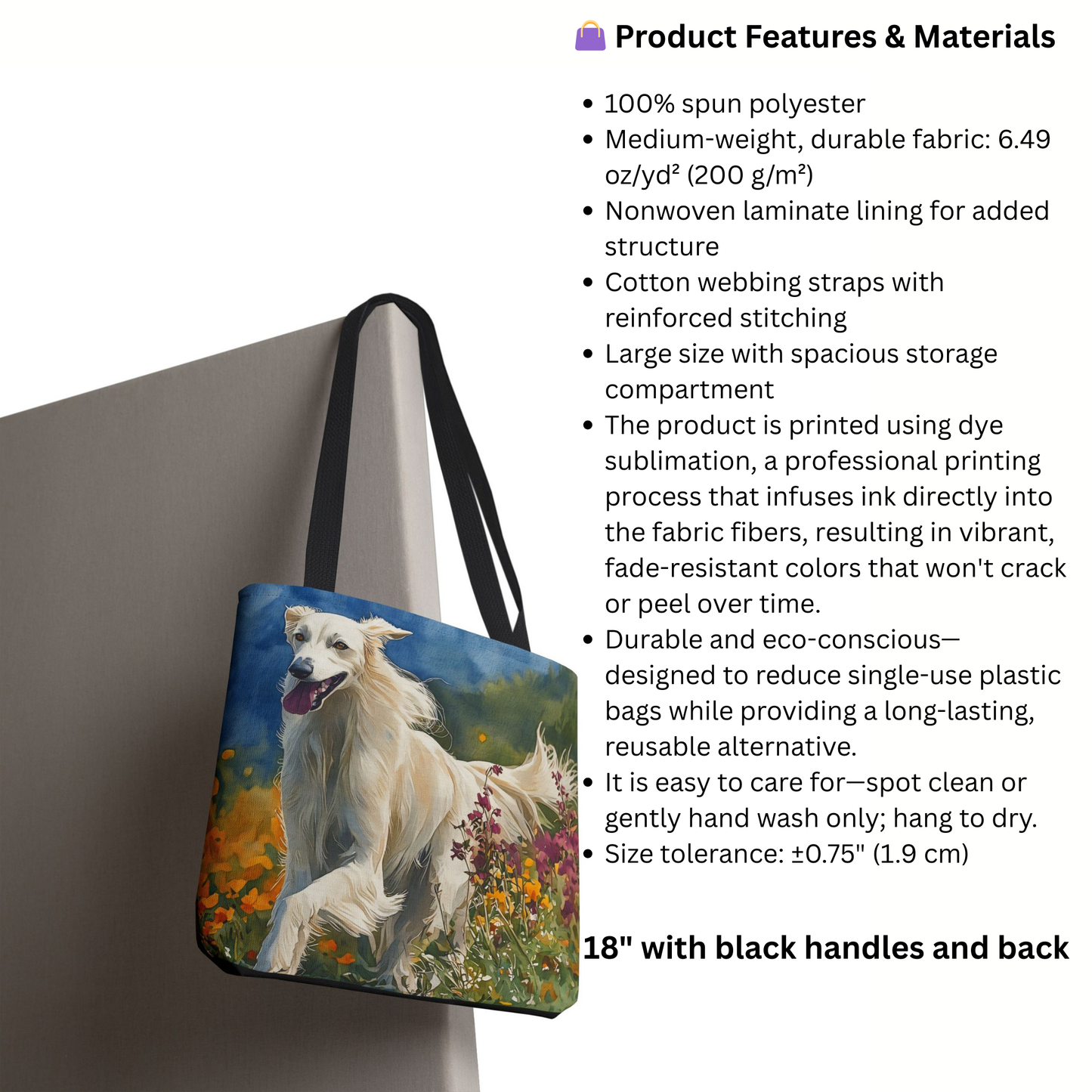 Borzoi Tote Bag | Dog Lover Gift | Stylish Reusable Canvas Bag with Elegant Borzoi Art