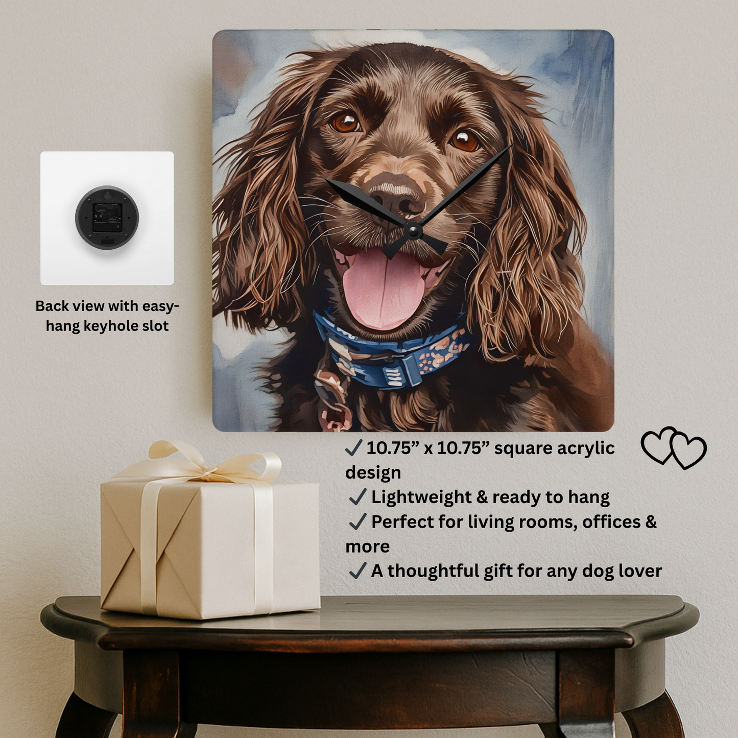 Boykin Spaniel Wall Clock | Dog Lover Gift | Custom Dog Breed Acrylic Clock