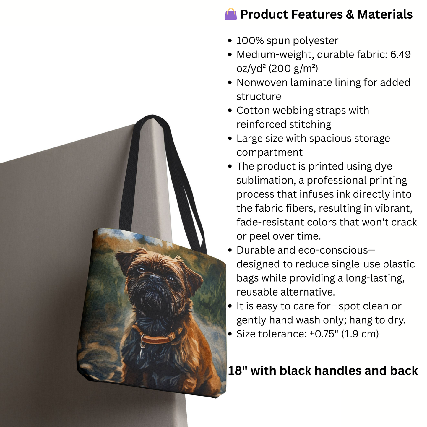 Brussels Griffon Tote Bag | Dog Lover Gift | Stylish Reusable Shopping Bag