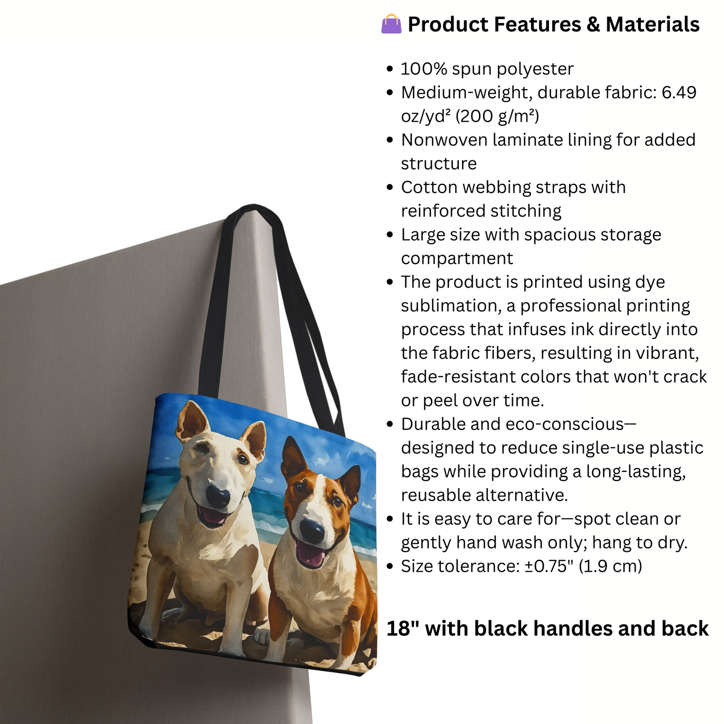 Bull Terrier Tote Bag | Dog Lover Gift | Durable Reusable Tote Bag