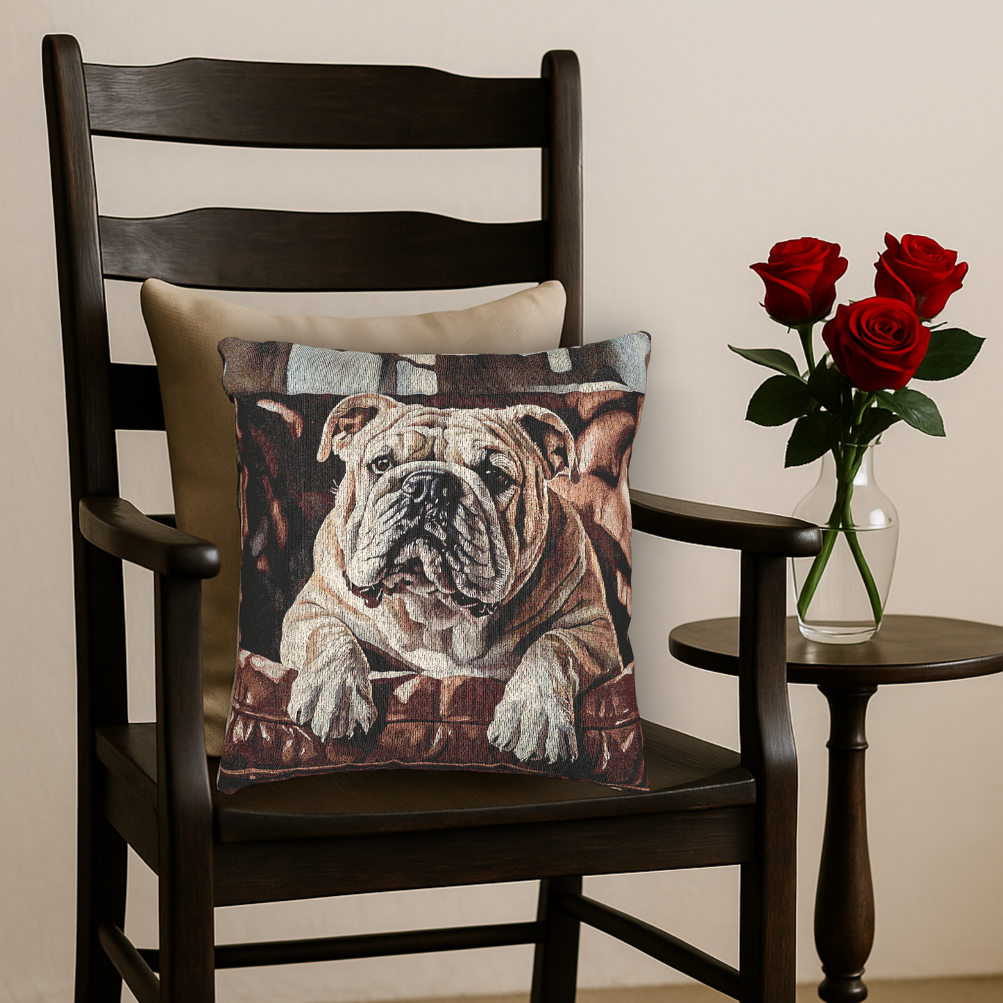Bulldog Woven Pillow | Classic Dog Lover Home Décor | Heirloom-Quality Tapestry Cushion