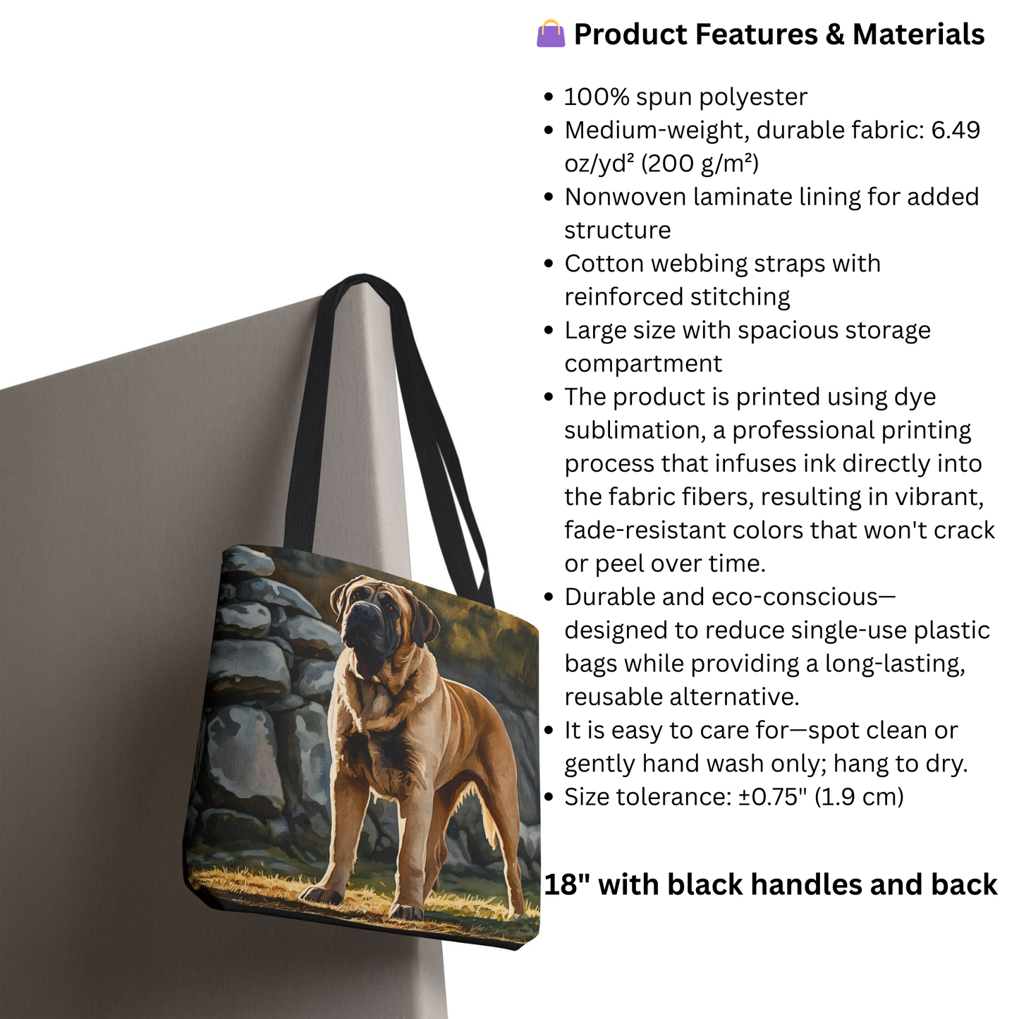 Bullmastiff Tote Bag | Dog Lover Gift | Stylish Reusable Dog Breed Tote