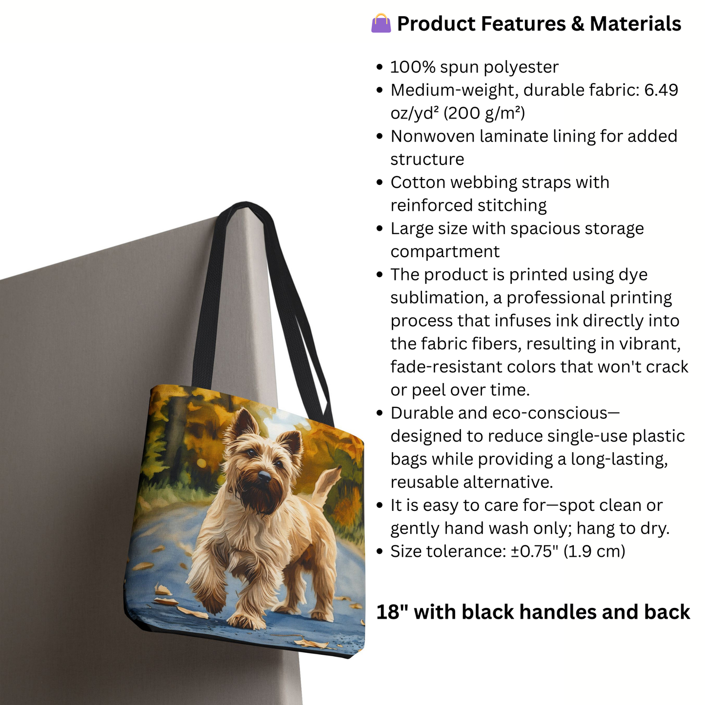 Cairn Terrier Tote Bag | Dog Lover Gift | Reusable Polyester Canvas Bag