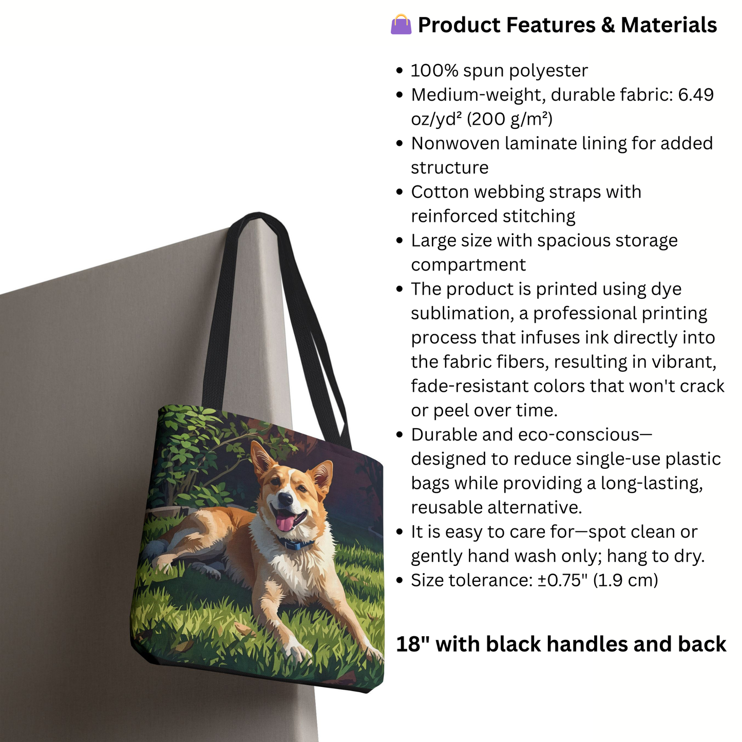 Carolina Dog Tote Bag | Dog Lover Gift | Stylish Reusable Canvas Bag with Elegant Carolina Dog Art