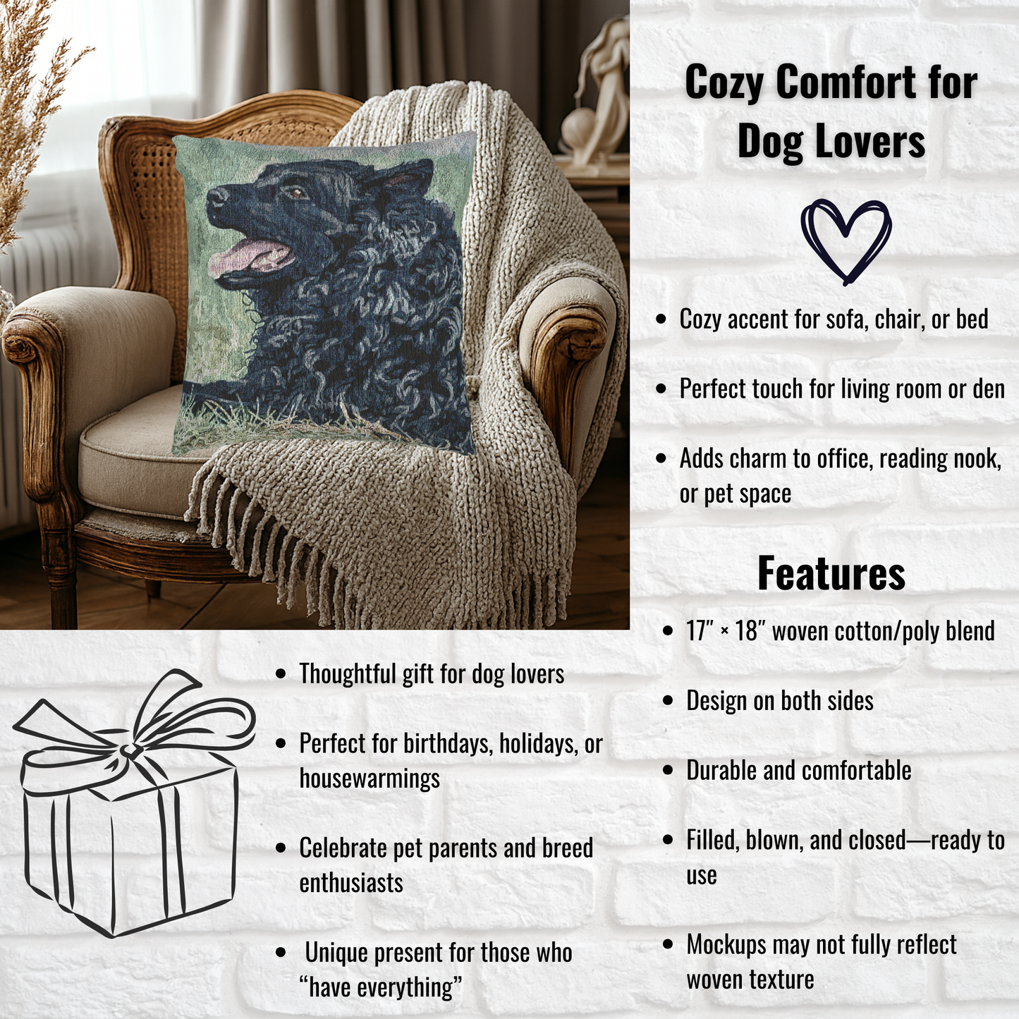 Croatian Sheepdog Woven Decorative Pillow – Dog Lover Home Décor Gift
