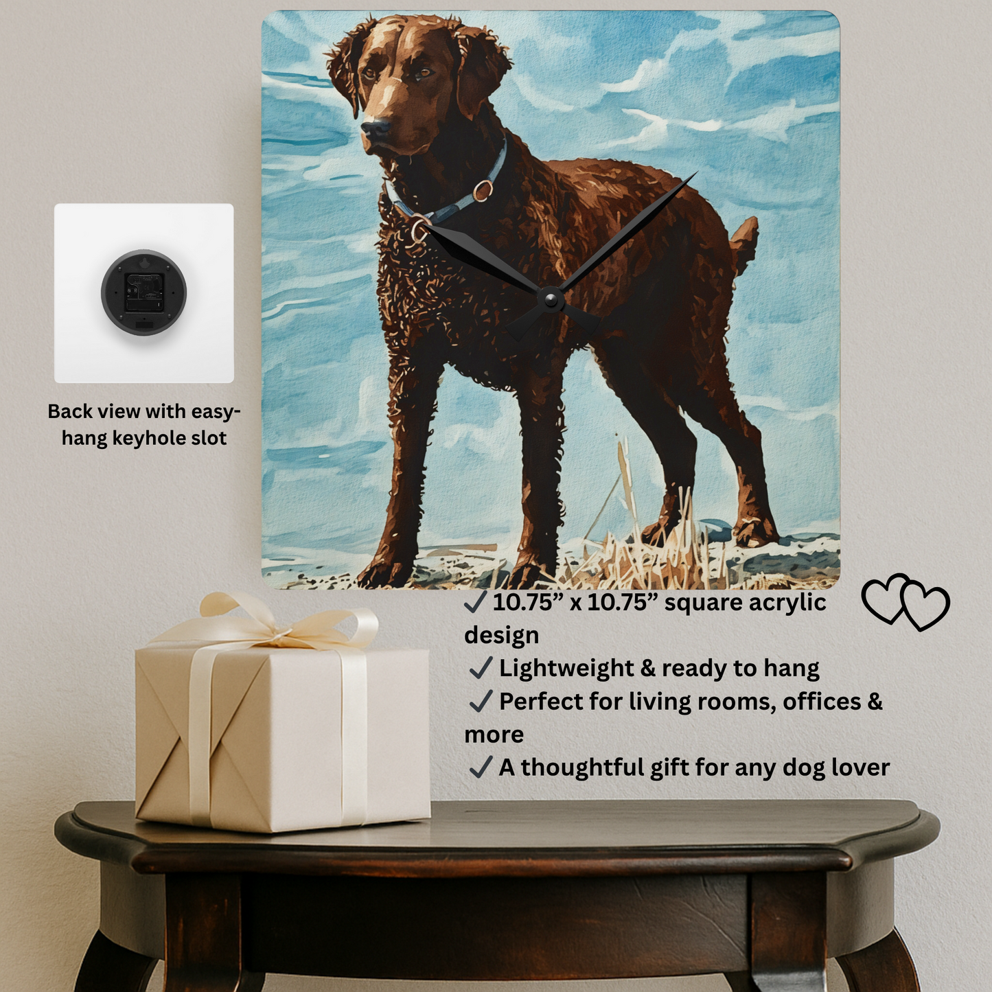 Curly-Coated Retriever Wall Clock – 10.75″ Acrylic Dog Lover Gift