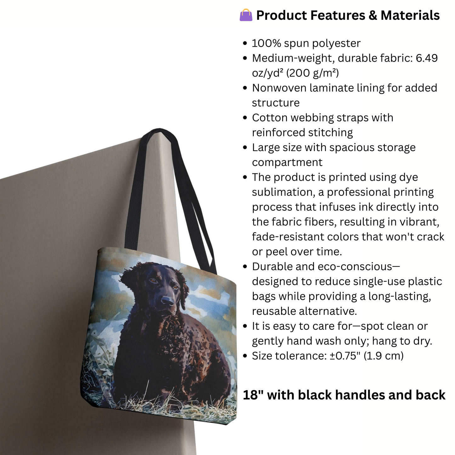 Curly-Coated Retriever Tote Bag – Durable Reusable Dog Lover Gift