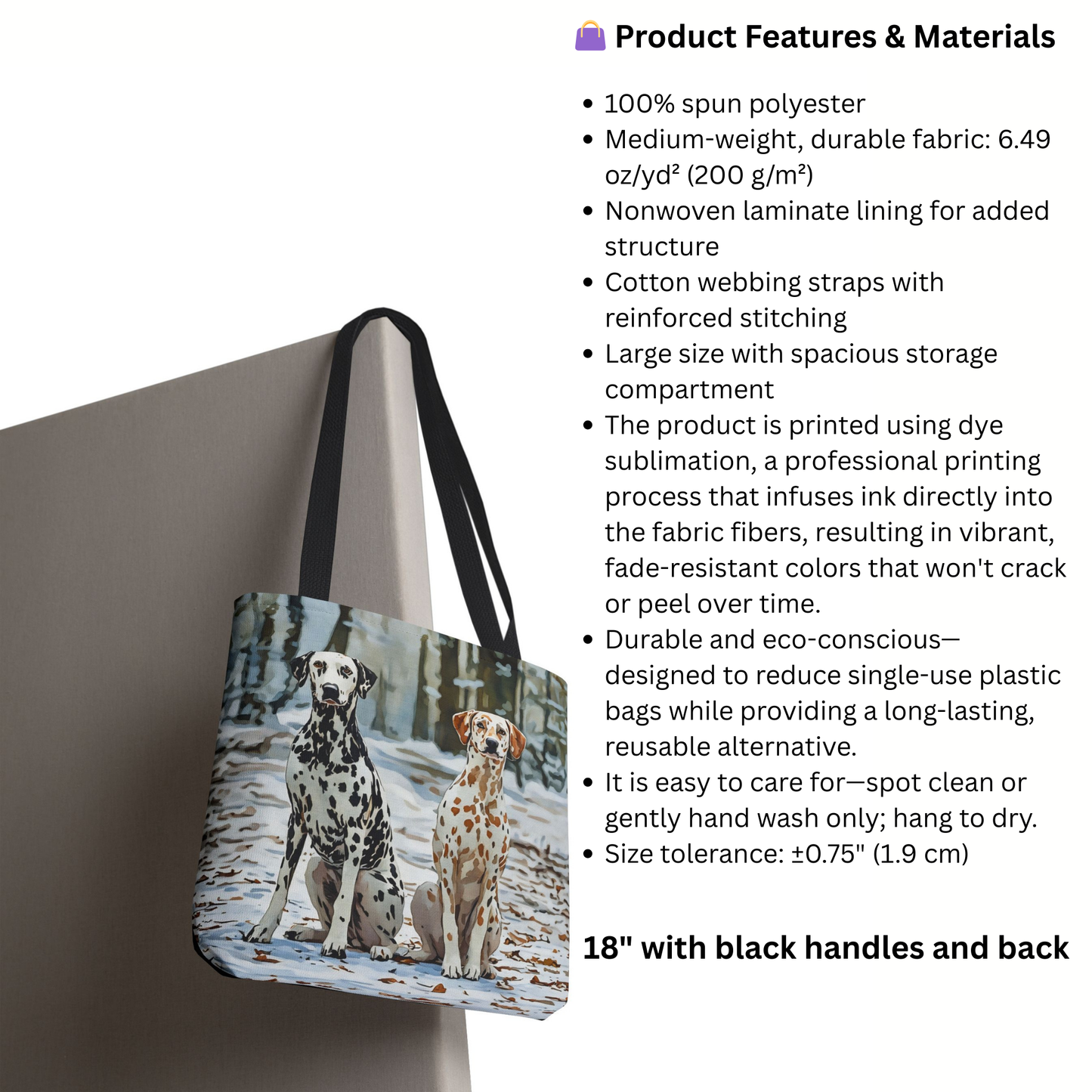 Dalmatian Tote Bag – Classic Spotted Dog Art Reusable Polyester Bag