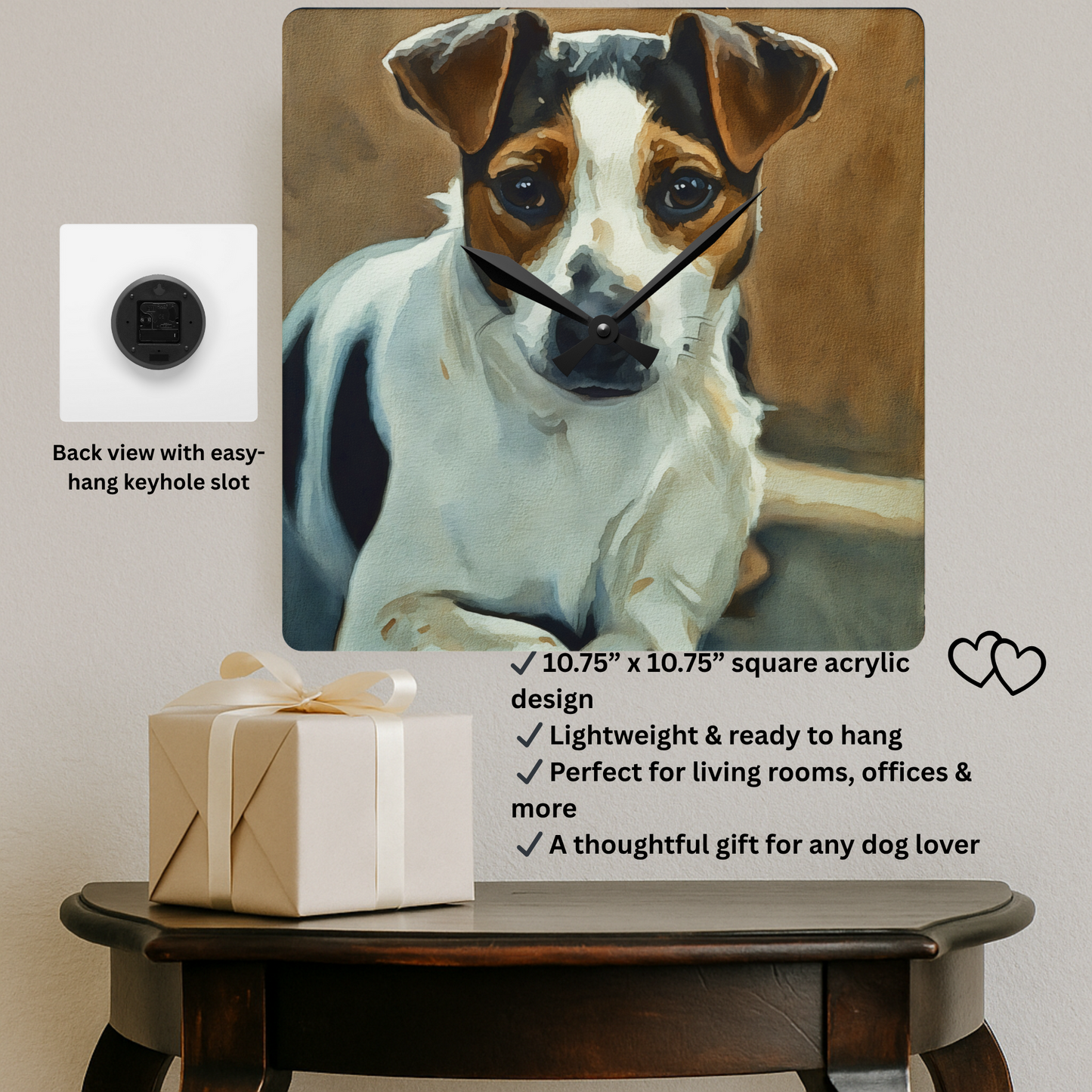 Watercolor Danish-Swedish Farmdog Wall Clock | Modern Acrylic Dog Lover Décor