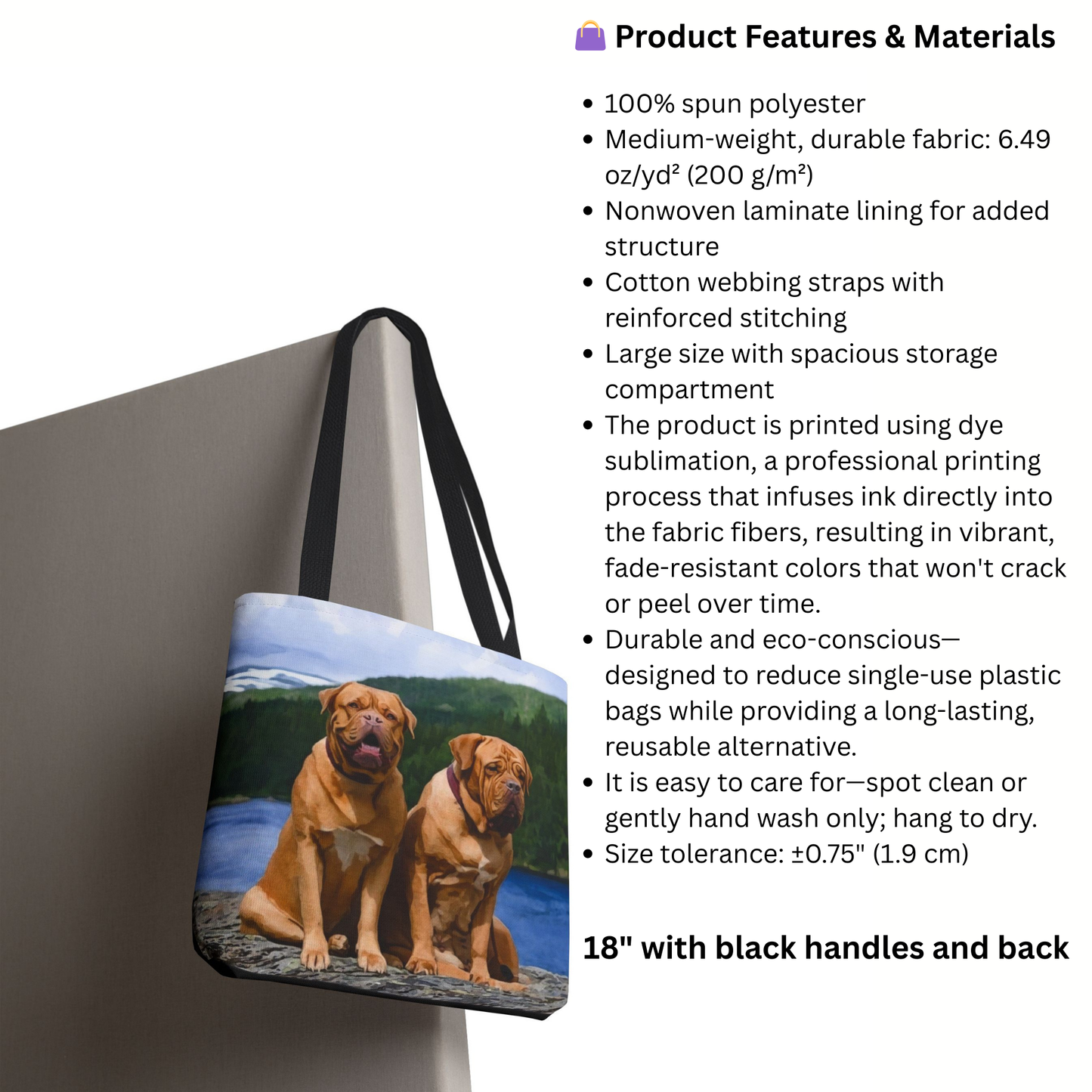 Watercolor Dogue de Bordeaux Tote Bag | French Mastiff Lover Gift