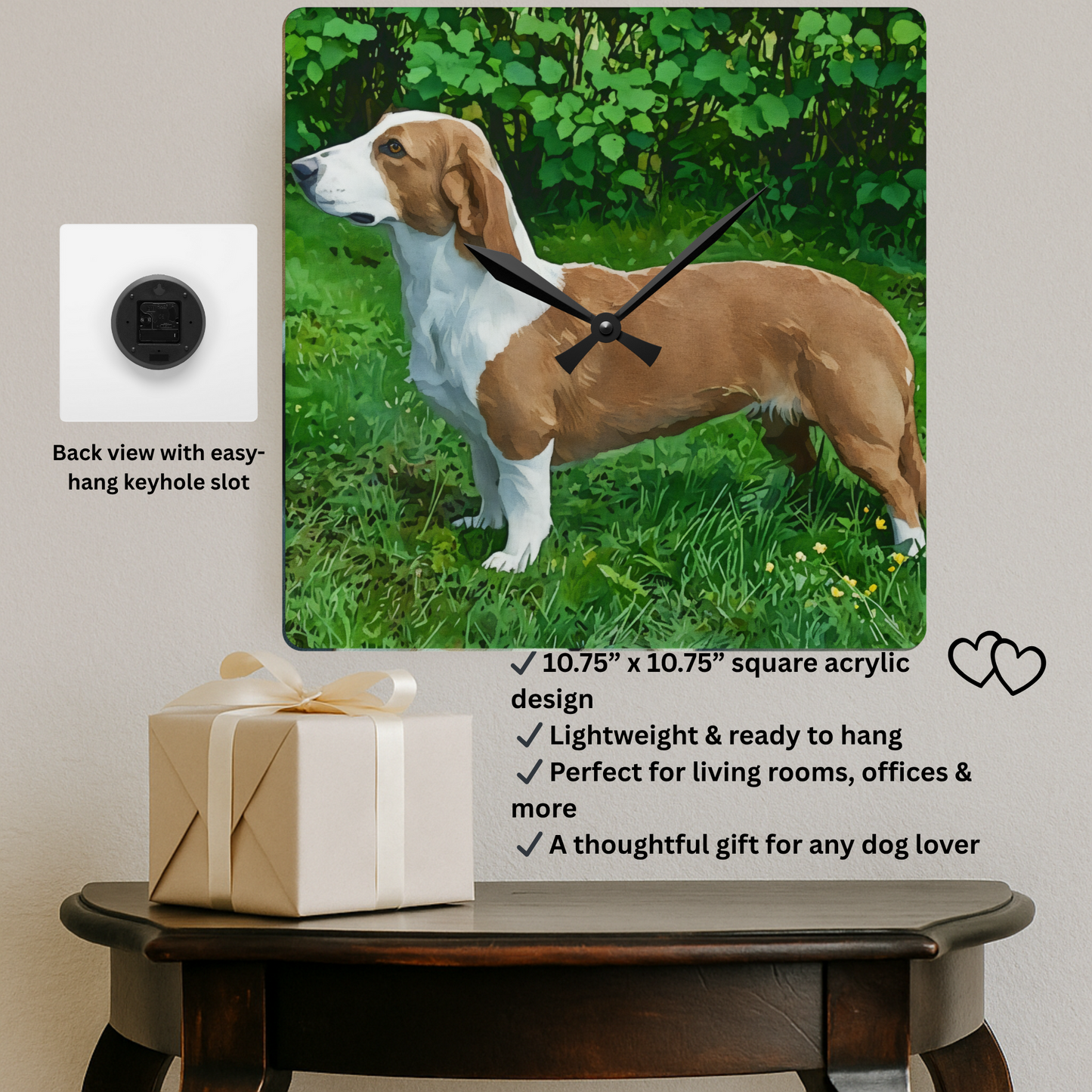 Watercolor Drever Wall Clock | Swedish Hound Acrylic Dog Lover Gift