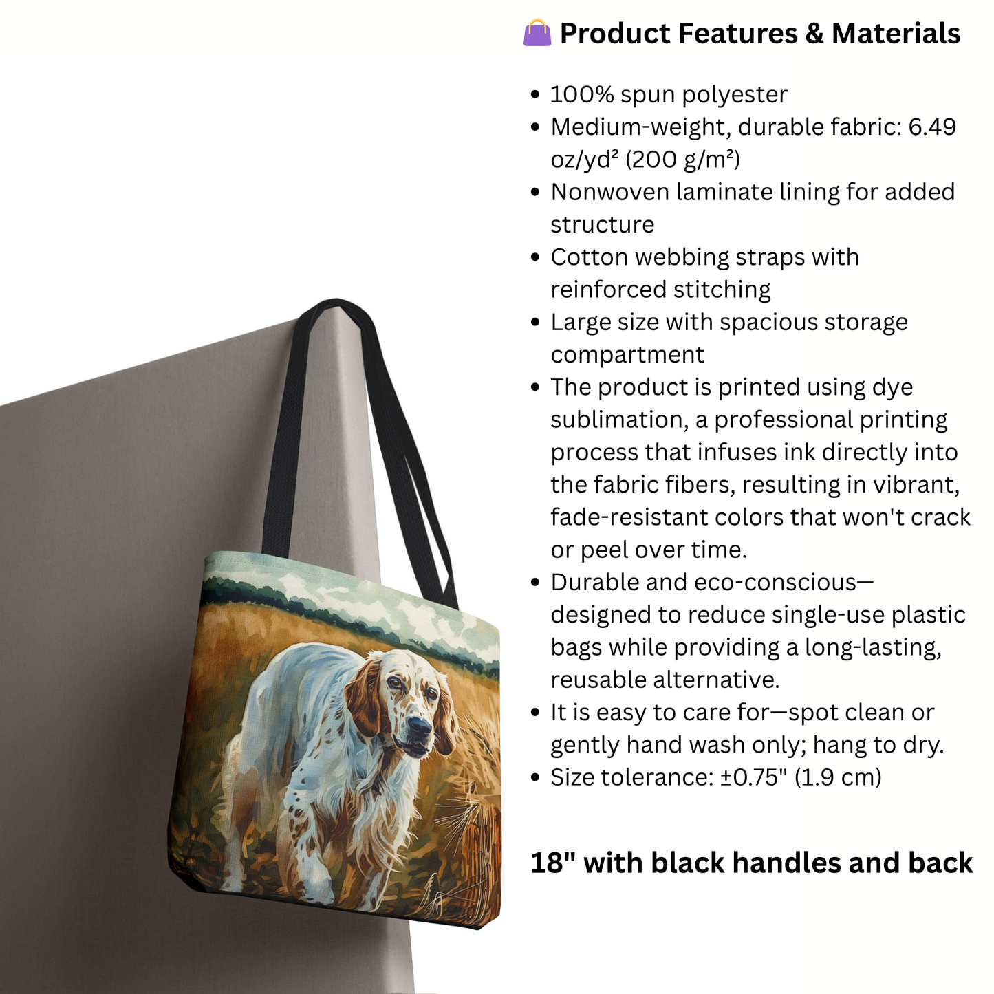English Setter Tote Bag – Stylish Watercolor Dog Lover Gift