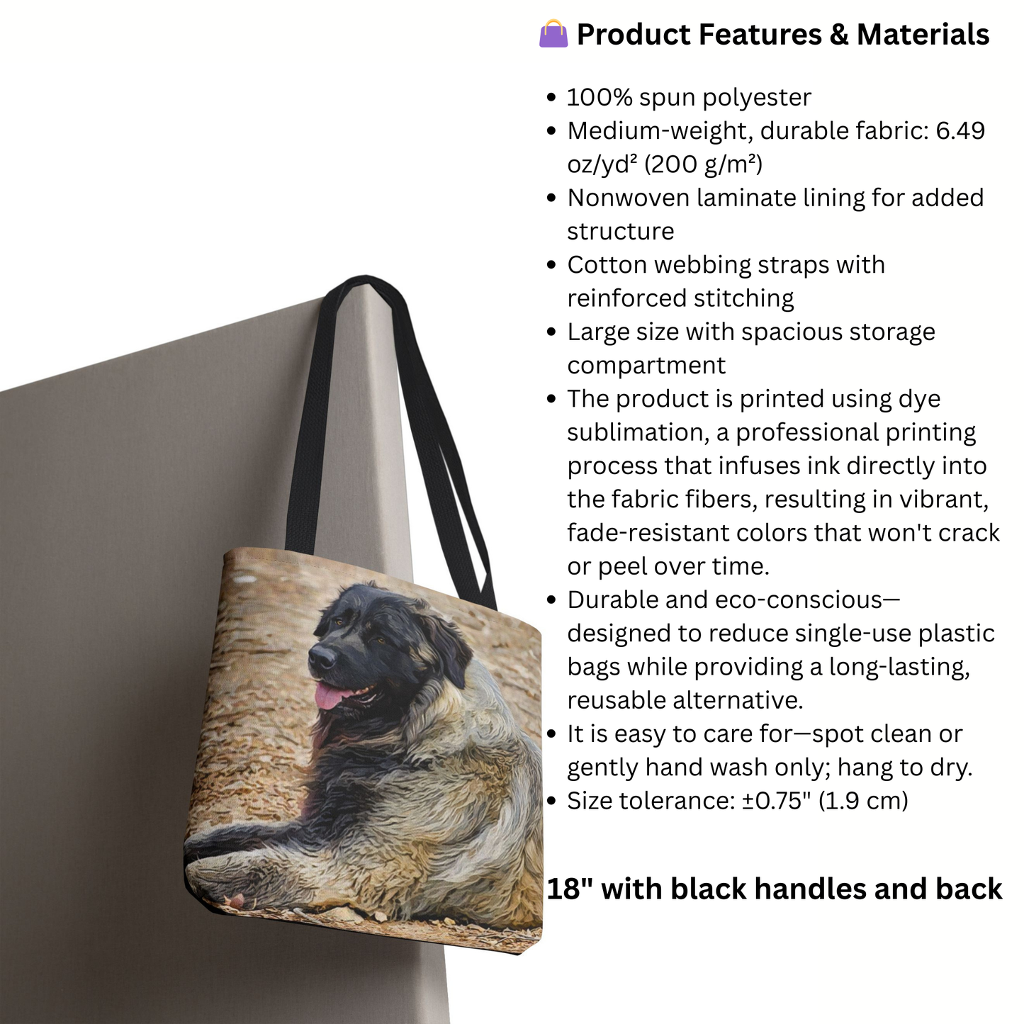 Estrela Mountain Dog Tote Bag – Majestic Watercolor Dog Art – Stylish Reusable Bag