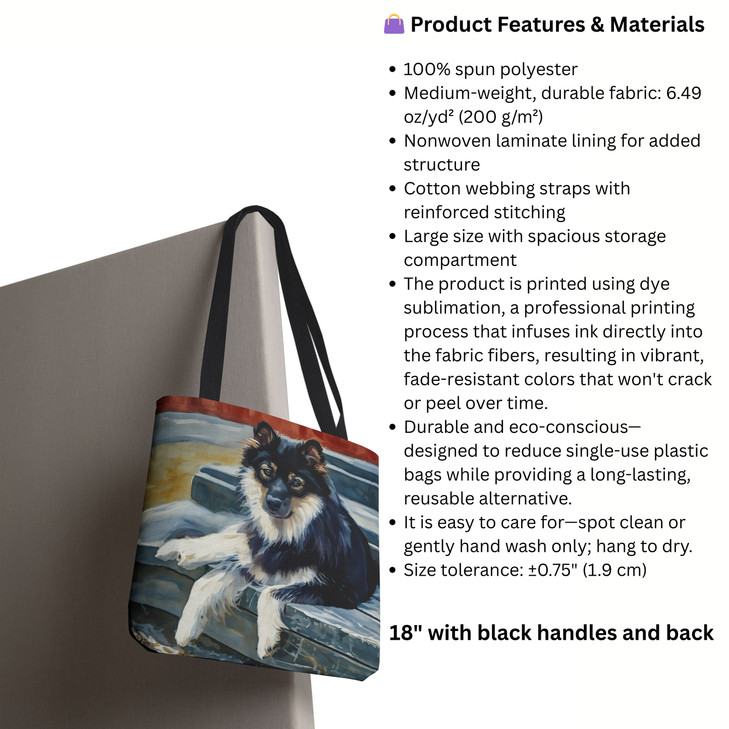 Finnish Lapphund Tote Bag – Nordic Watercolor Dog Lover Gift