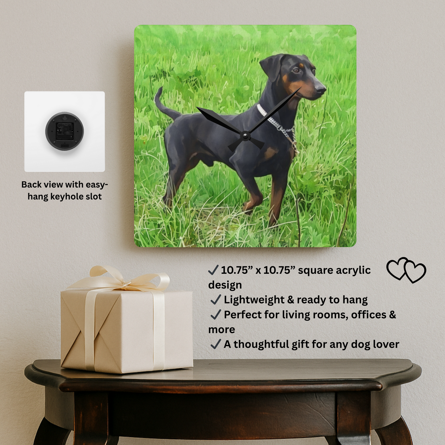 German Pinscher Wall Clock – Watercolor Dog Art Home Décor