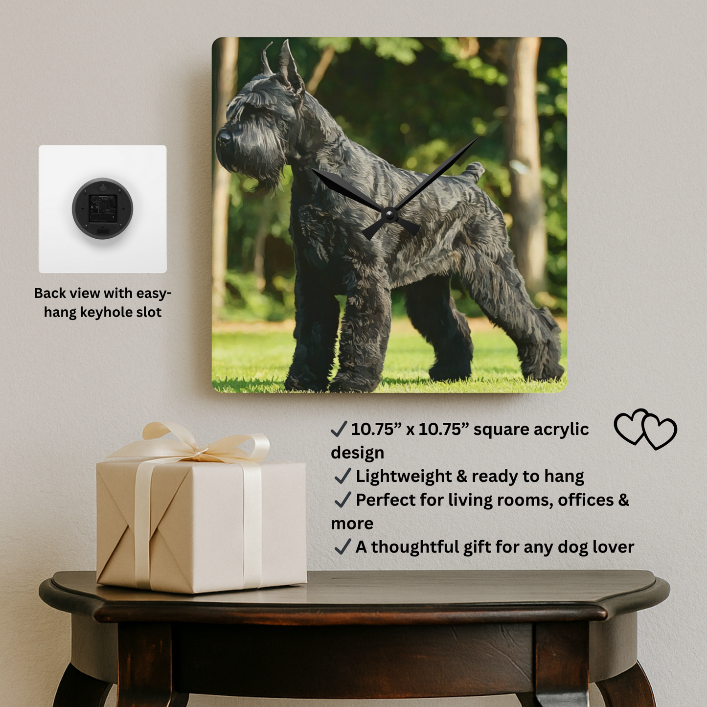 Giant Schnauzer Wall Clock – Watercolor Dog Lover Home Décor