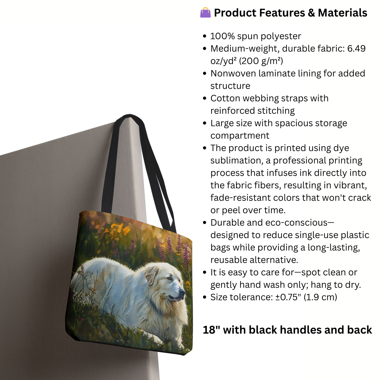 Great Pyrenees Tote Bag – Watercolor Dog Lover Gift