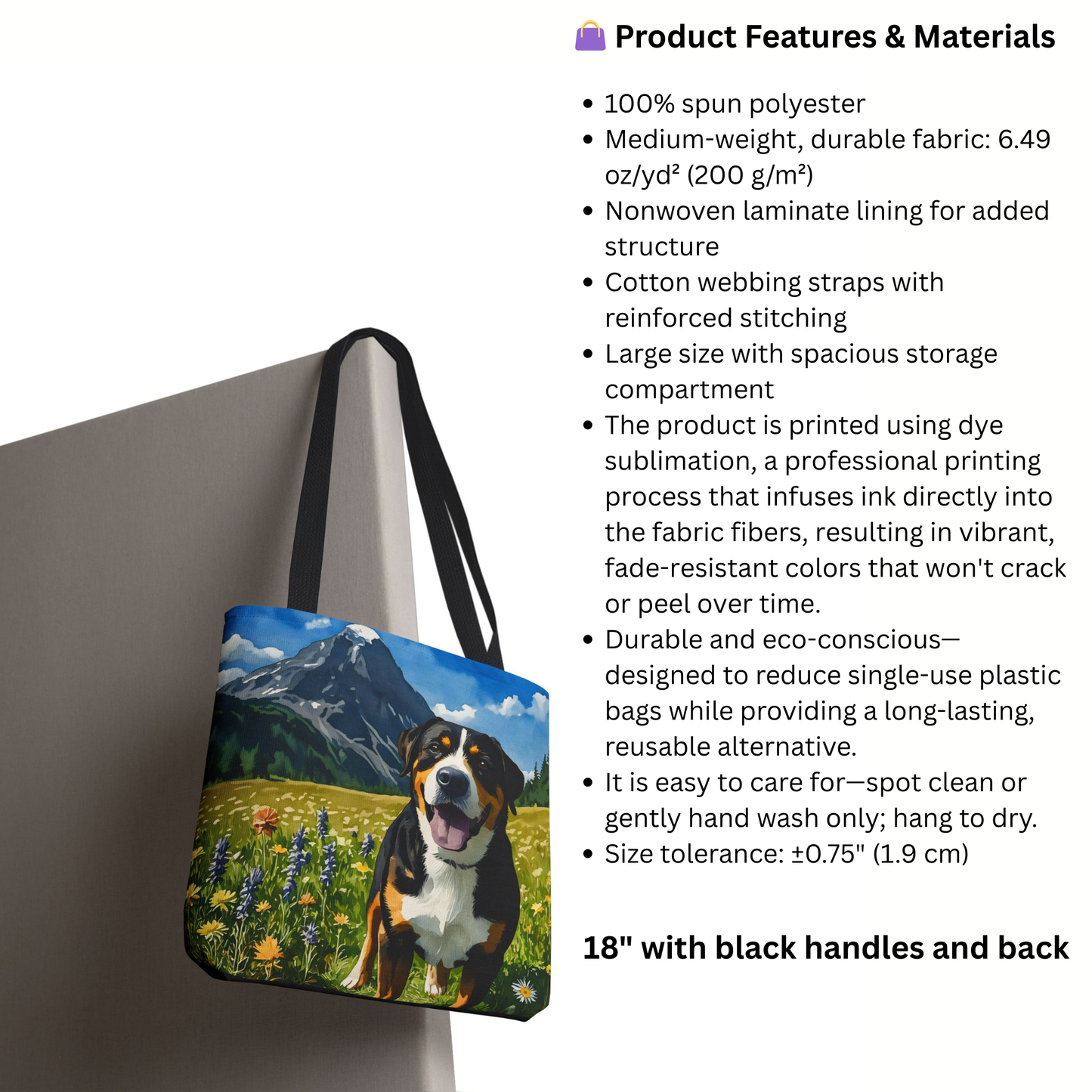 Greater Swiss Mountain Dog Tote Bag | Stylish Reusable Dog Lover Gift