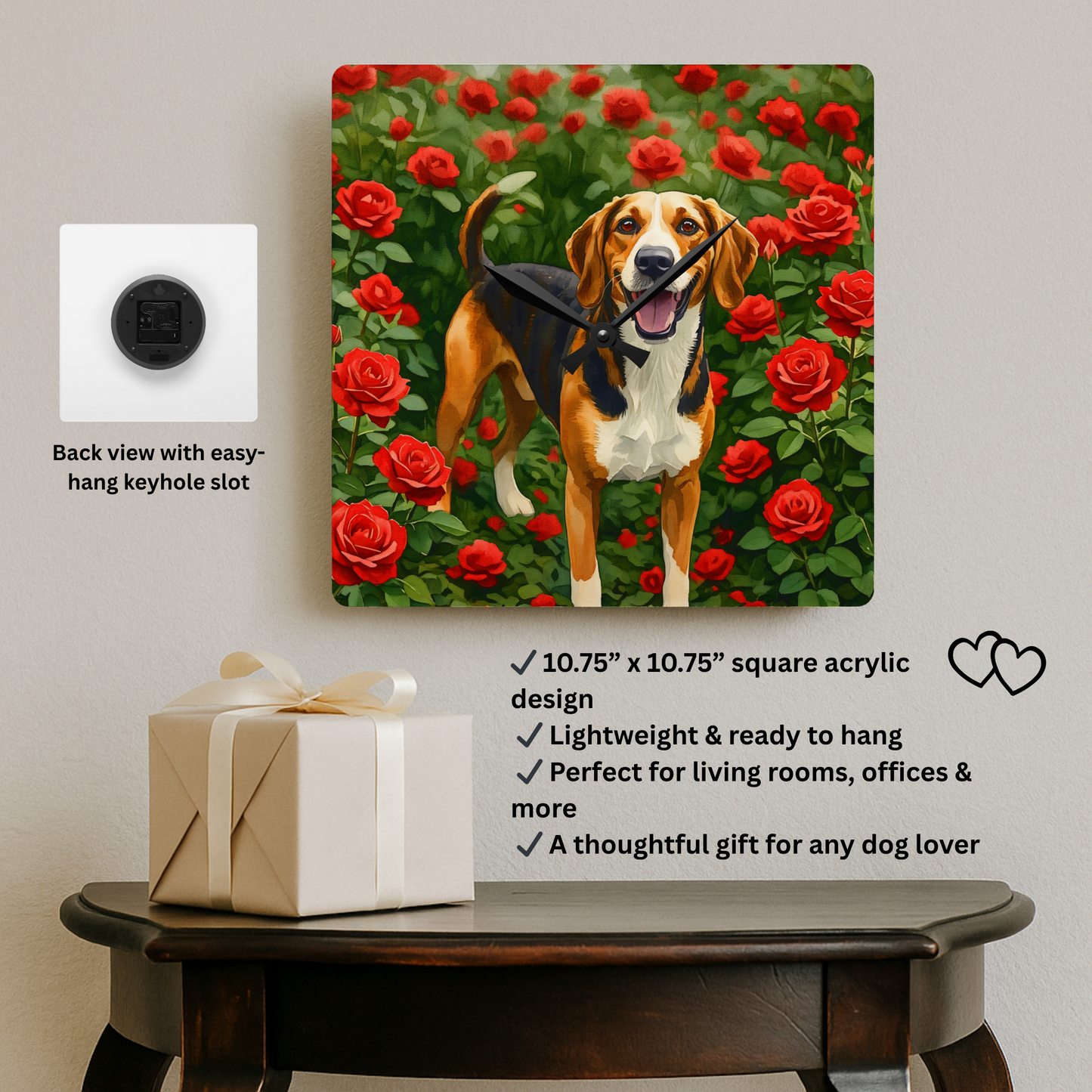 Hamiltonstovare Wall Clock | Rare 10.75″ Acrylic Dog Lover Home Décor