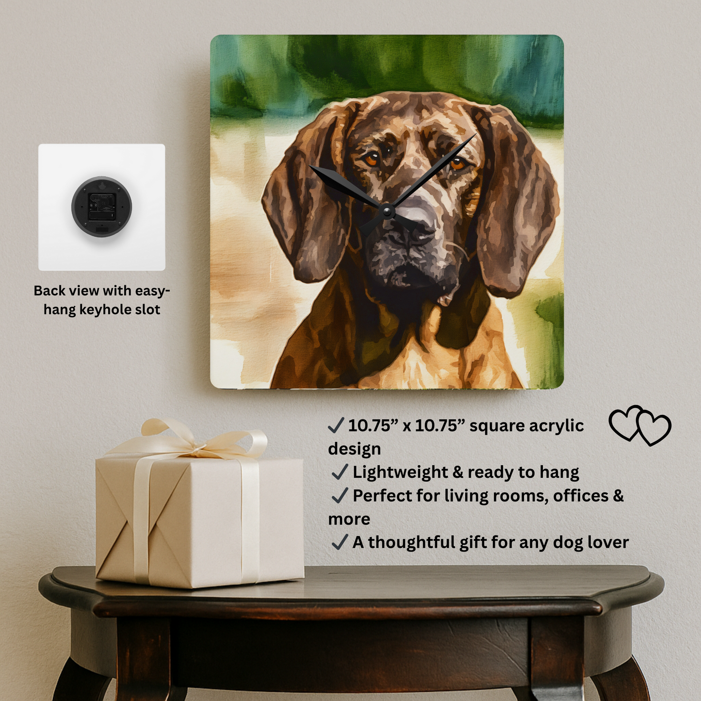 Hanoverian Scenthound Wall Clock | 10.75″ Acrylic Rare Dog Lover Décor