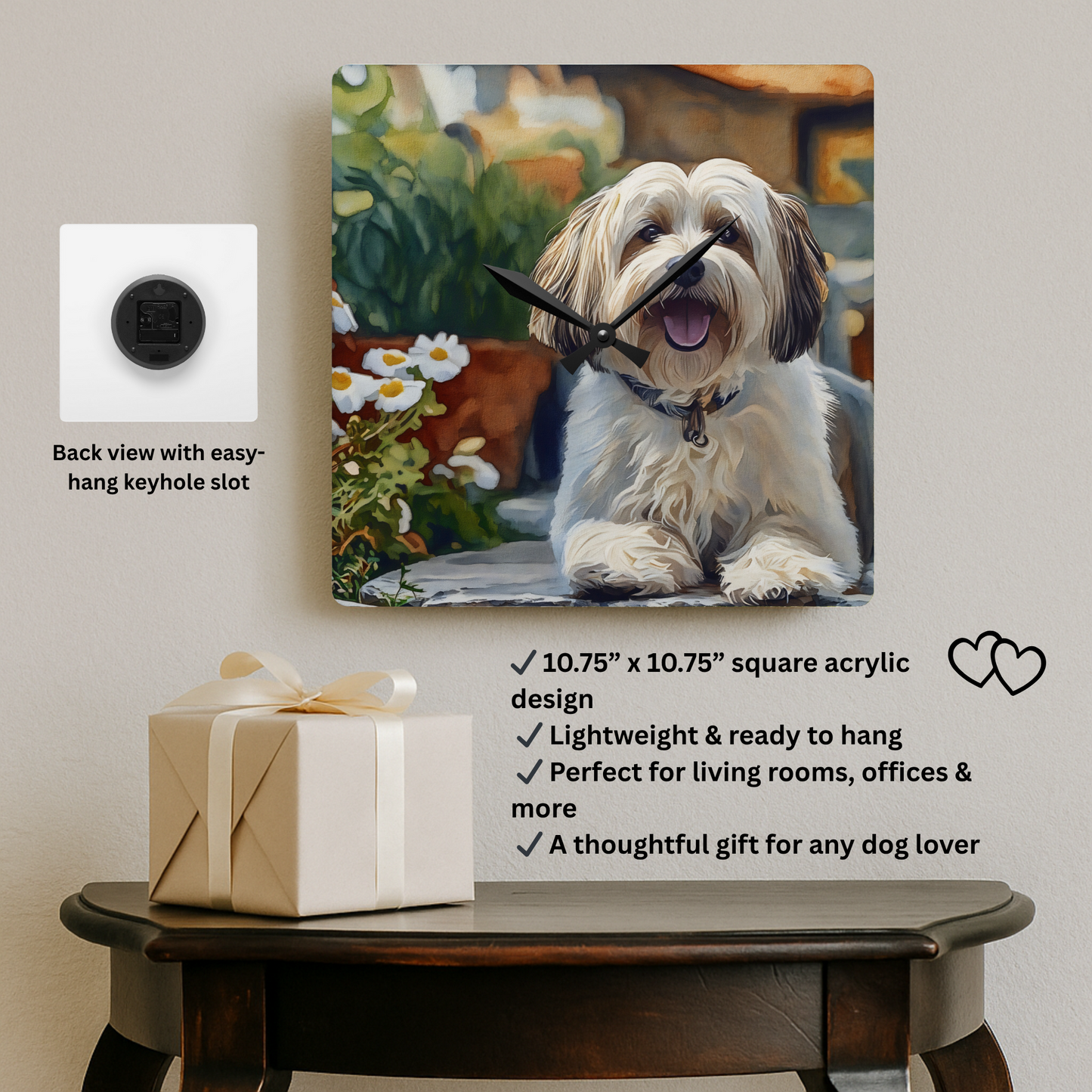Havanese Wall Clock | 10.75″ Acrylic Cute Dog Lover Home Décor