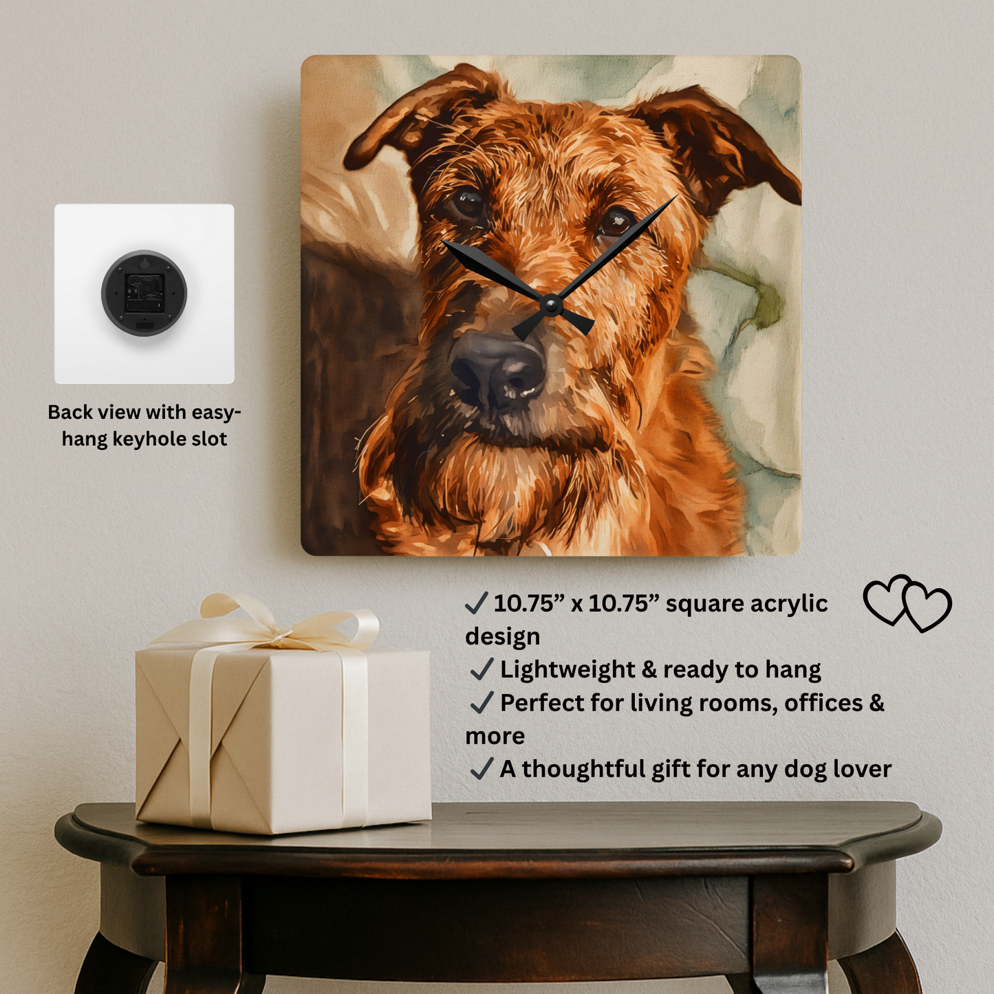 Irish Terrier Acrylic Wall Clock – Bold & Loyal Dog Lover Home Décor