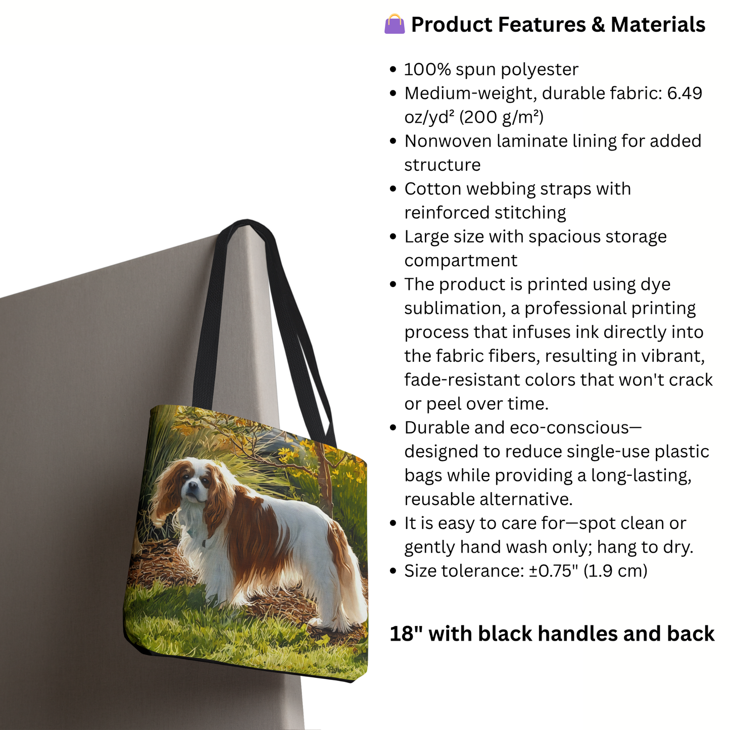 King Charles Spaniel Tote Bag | Cute Dog Lover Gift | Durable Bag
