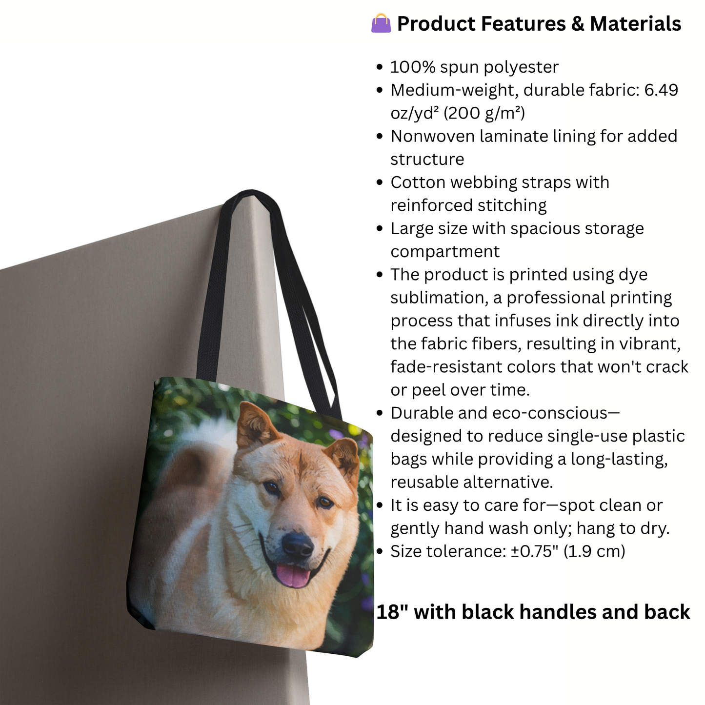 Korean Jindo Dog Tote Bag | Loyal Dog Lover Gift | Durable Reusable Bag