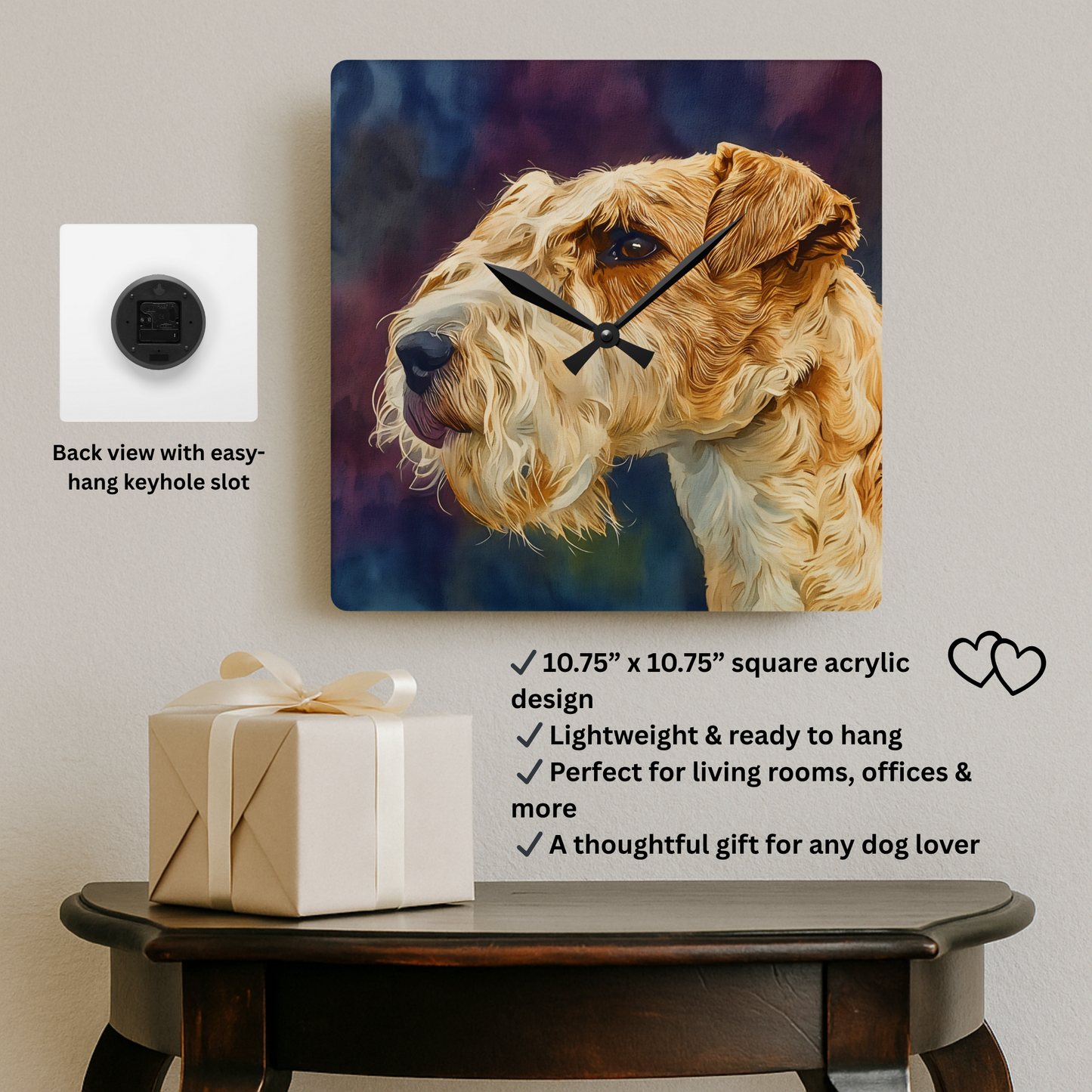 Lakeland Terrier Wall Clock | 10.75” Acrylic Terrier Dog Lover Gift