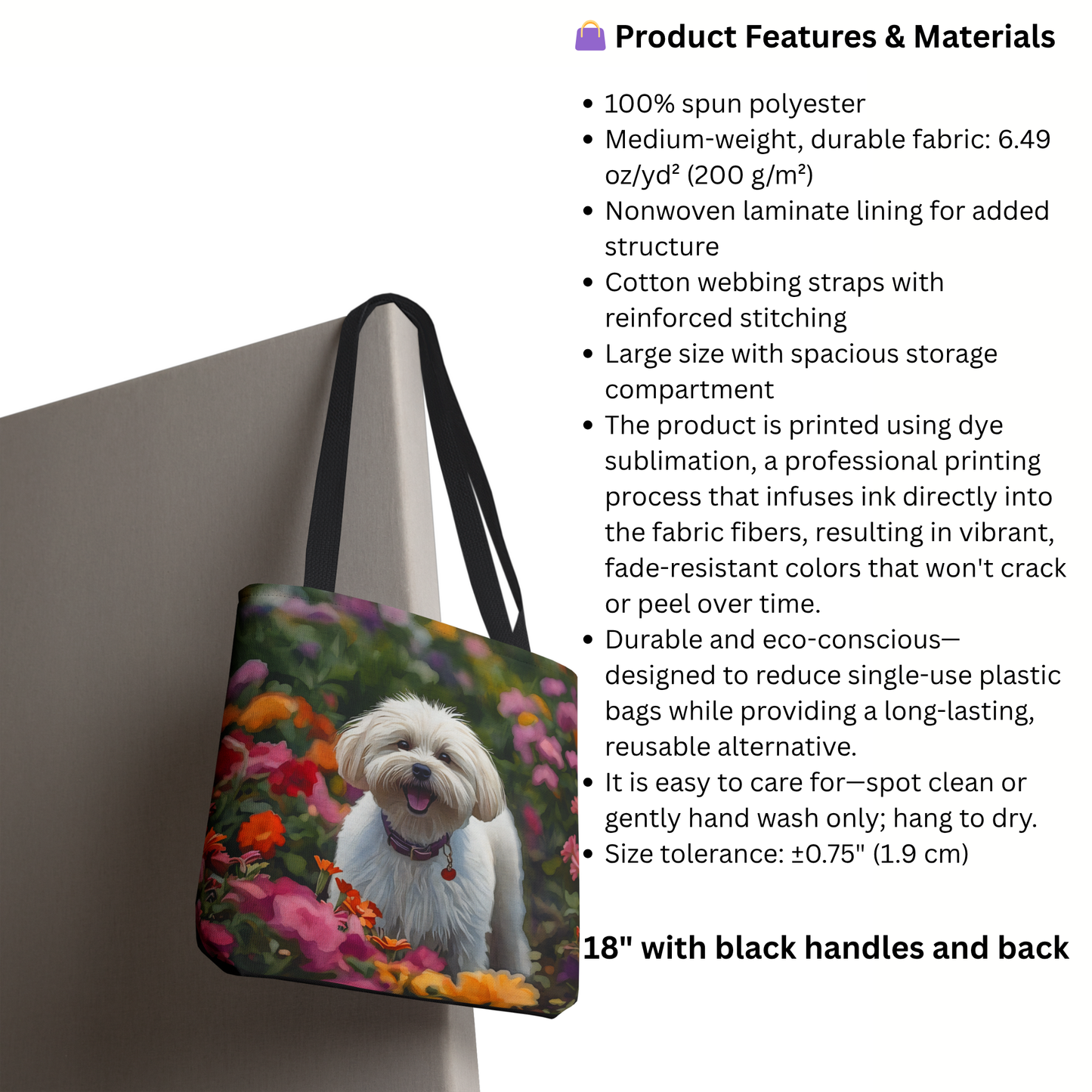 Maltese Tote Bag – Elegant Dog Lover Gift – Watercolor Maltese Art
