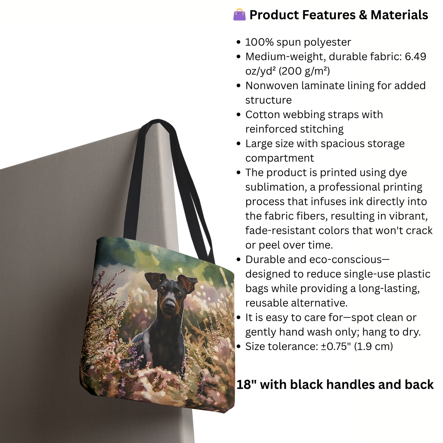 Manchester Terrier Tote Bag – Unique Dog Lover Gift – Watercolor Manchester Terrier Art