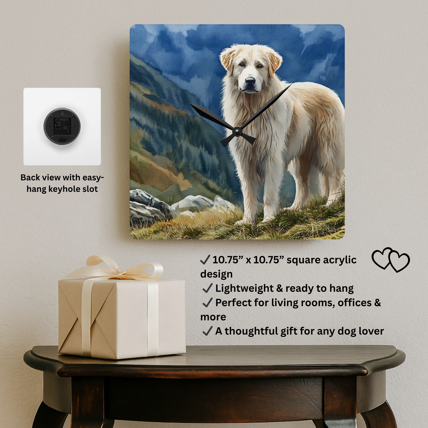 Maremma Sheepdog Wall Clock – Loyal Guardian Décor – Watercolor Maremma Art