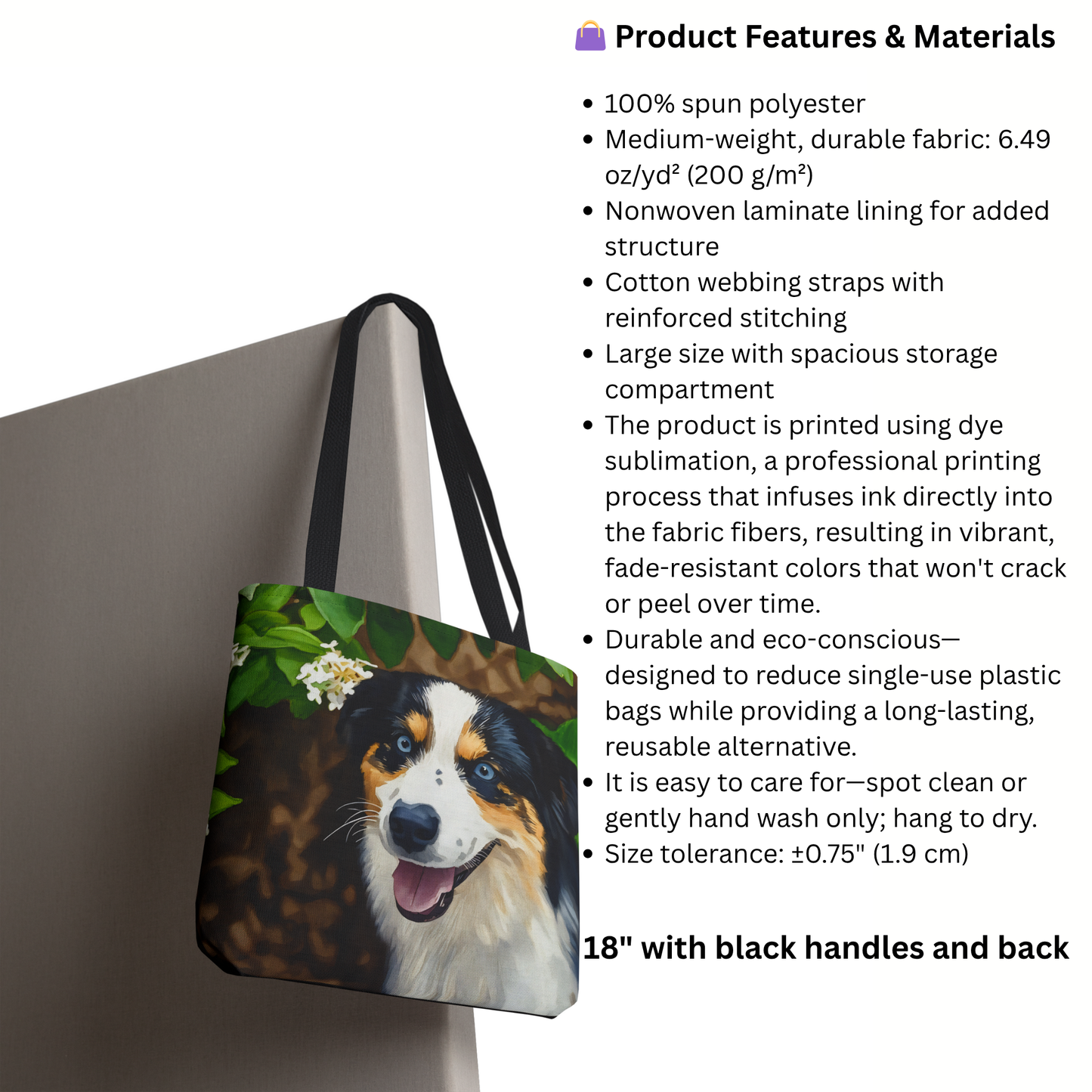 Miniature American Shepherd Tote Bag – Energetic Dog Lover Gift – Watercolor Mini American Shepherd Art