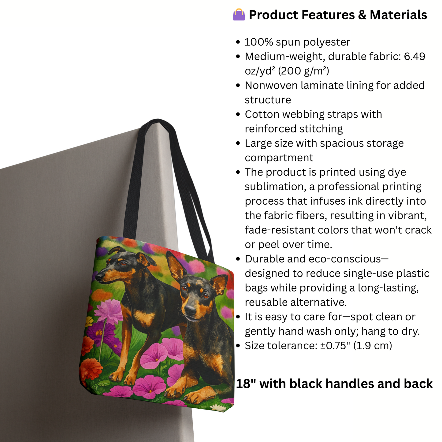 Miniature Pinscher Tote Bag – Confident Dog Lover Gift – Watercolor Miniature Pinscher Art