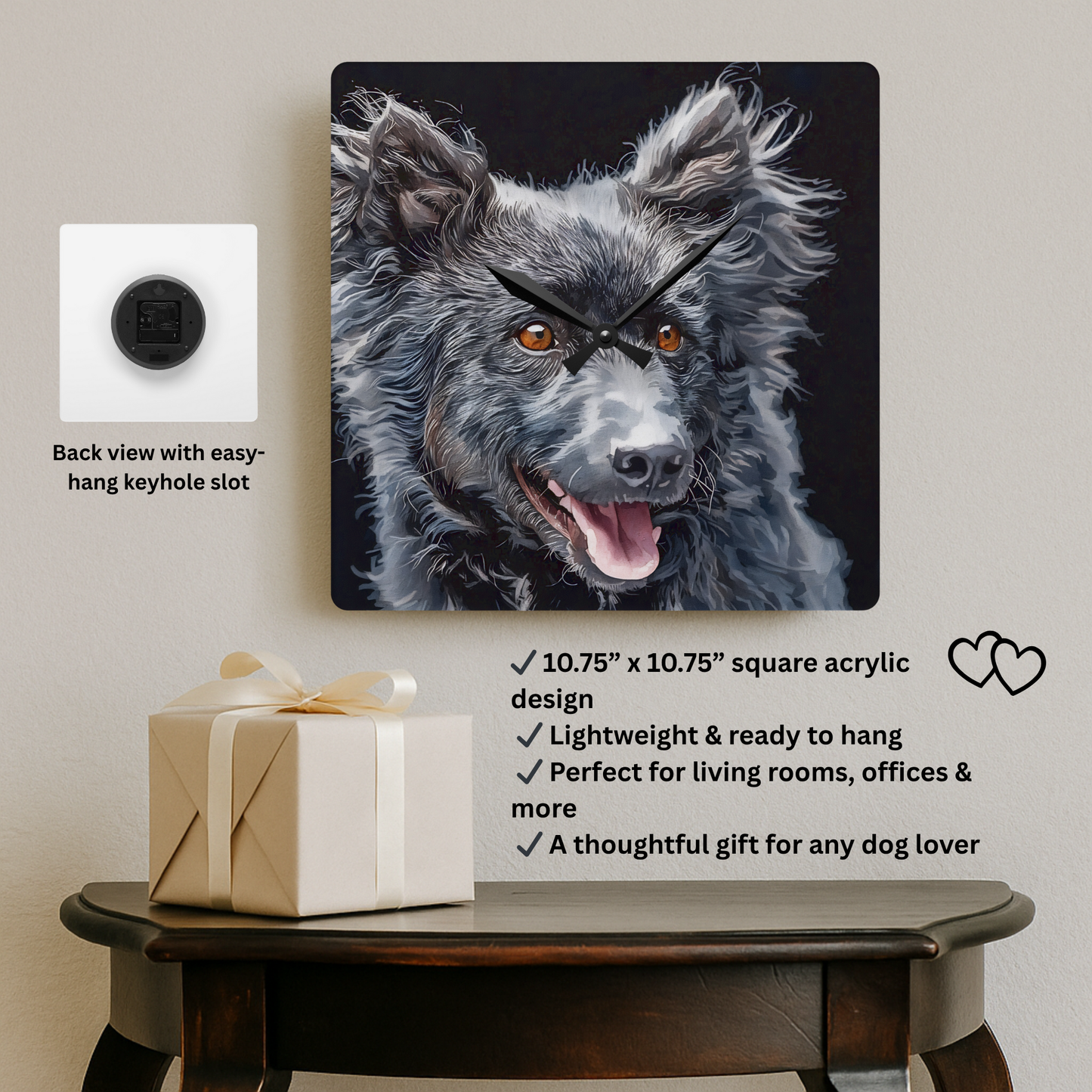 Mudi Wall Clock – Rare Herding Dog Décor – Watercolor Mudi Art