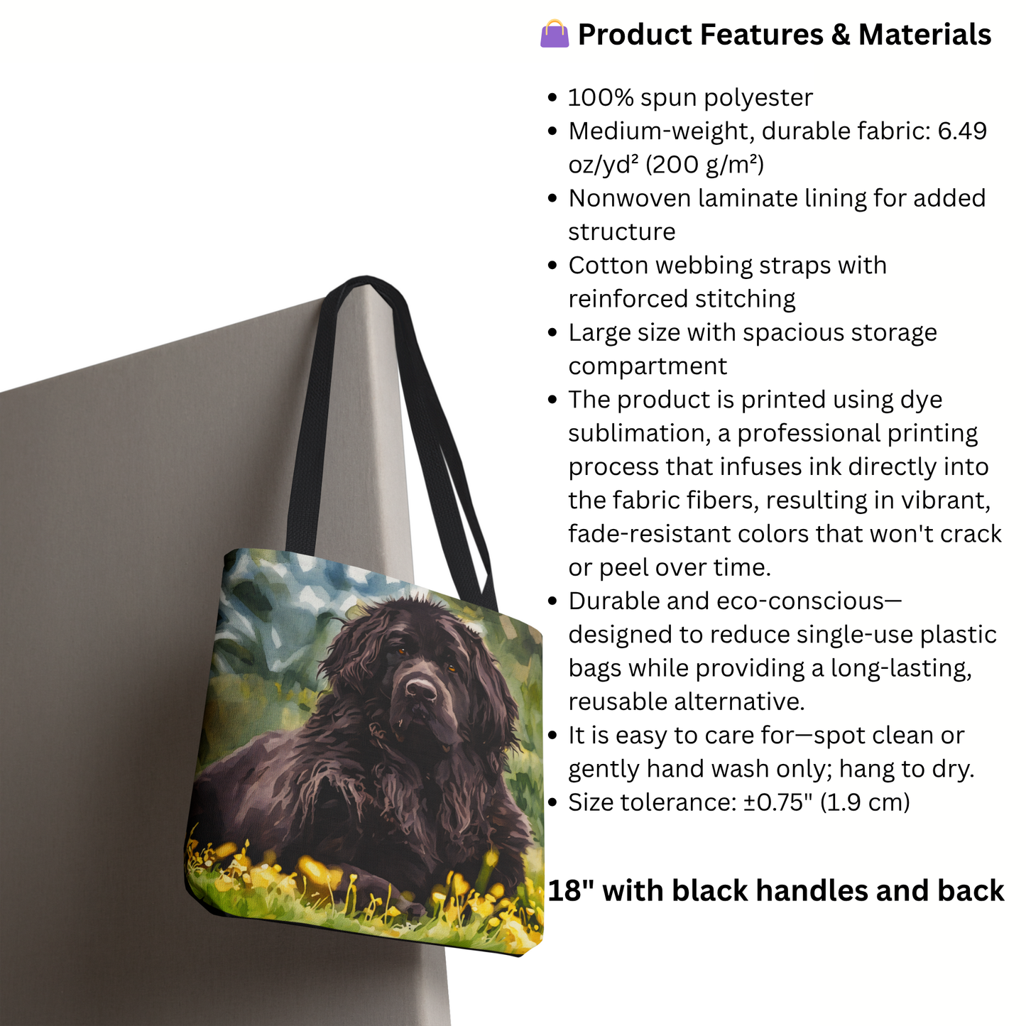 Newfoundland Tote Bag – Gentle Giant Gift – Watercolor Newfoundland Art